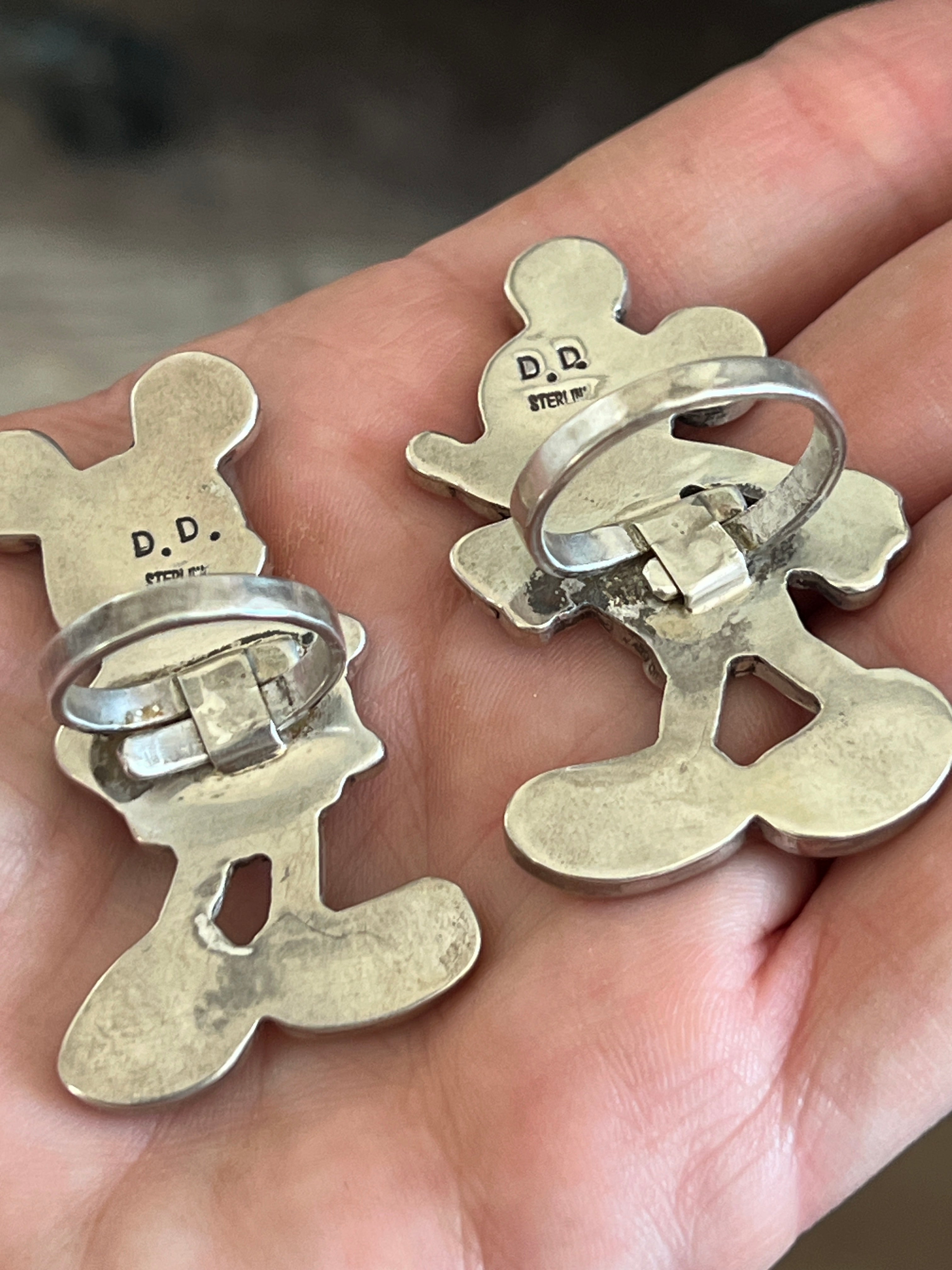 Handcrafted Mickey Mouse Multi Stone Inlay Rings by Don Dewa, Adjustable