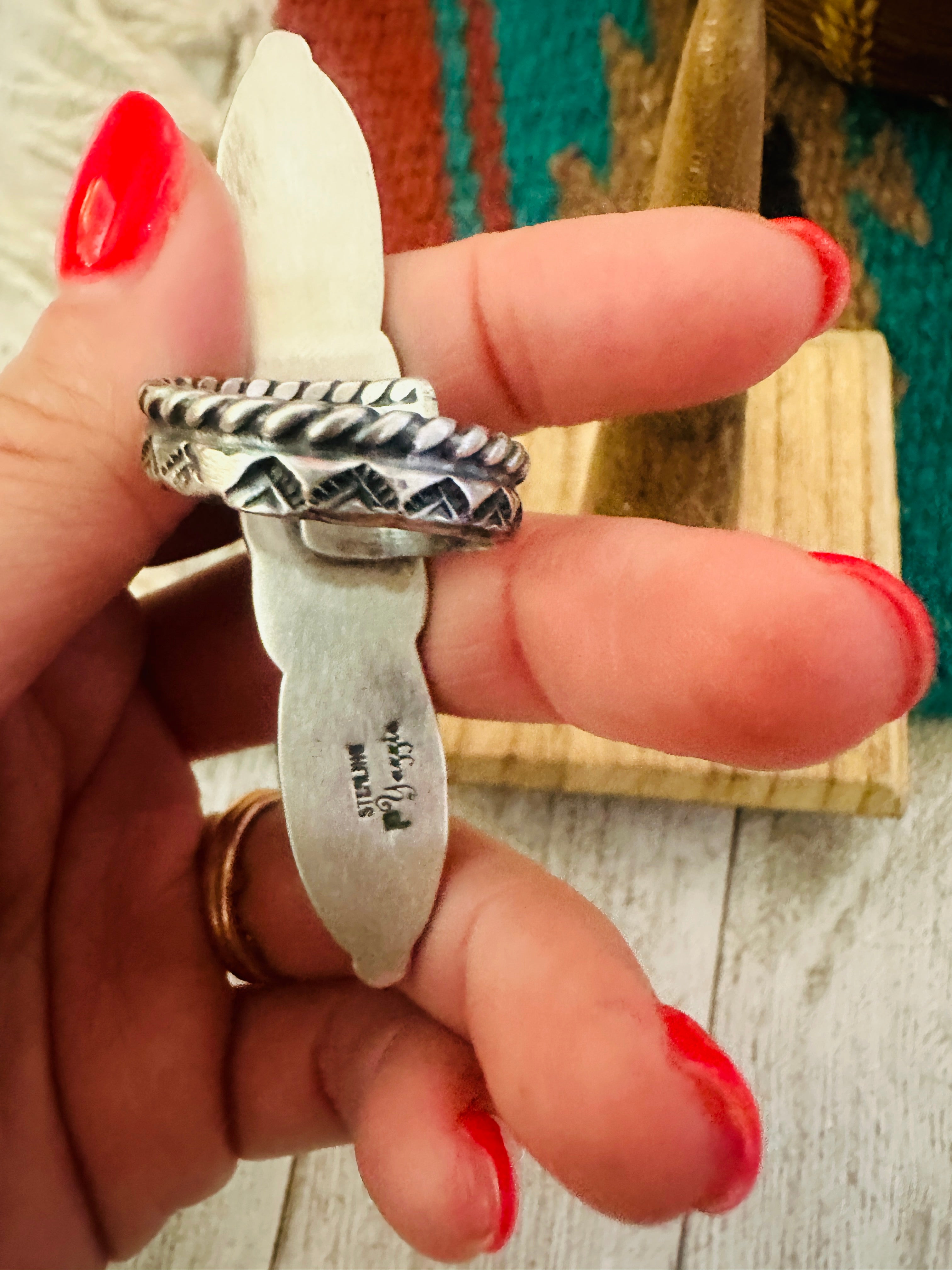 Handcrafted Sterling Silver & Turquoise Adjustable Ring