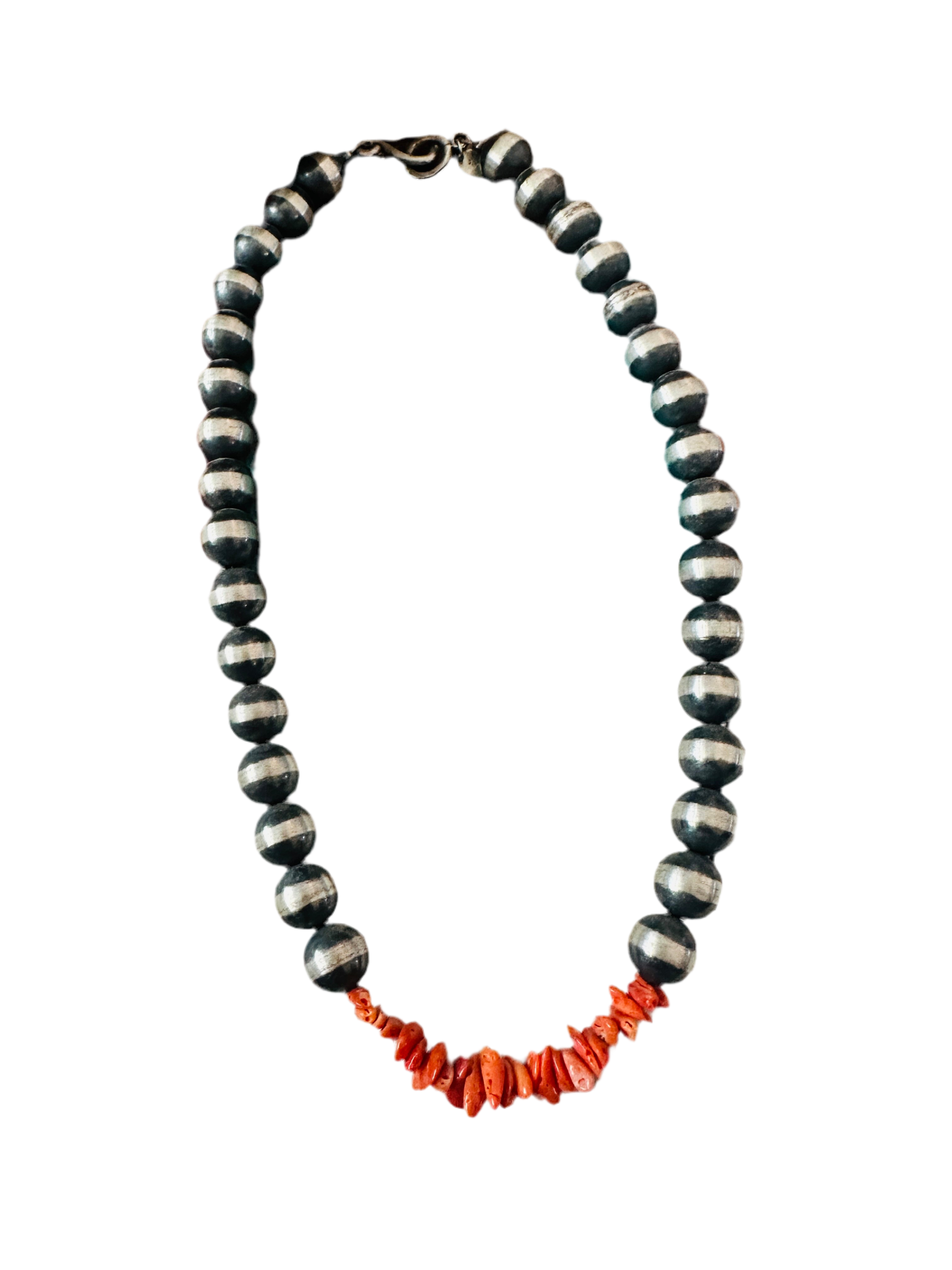 Handcrafted Sterling Silver Pearl & Spiny Beaded Necklace