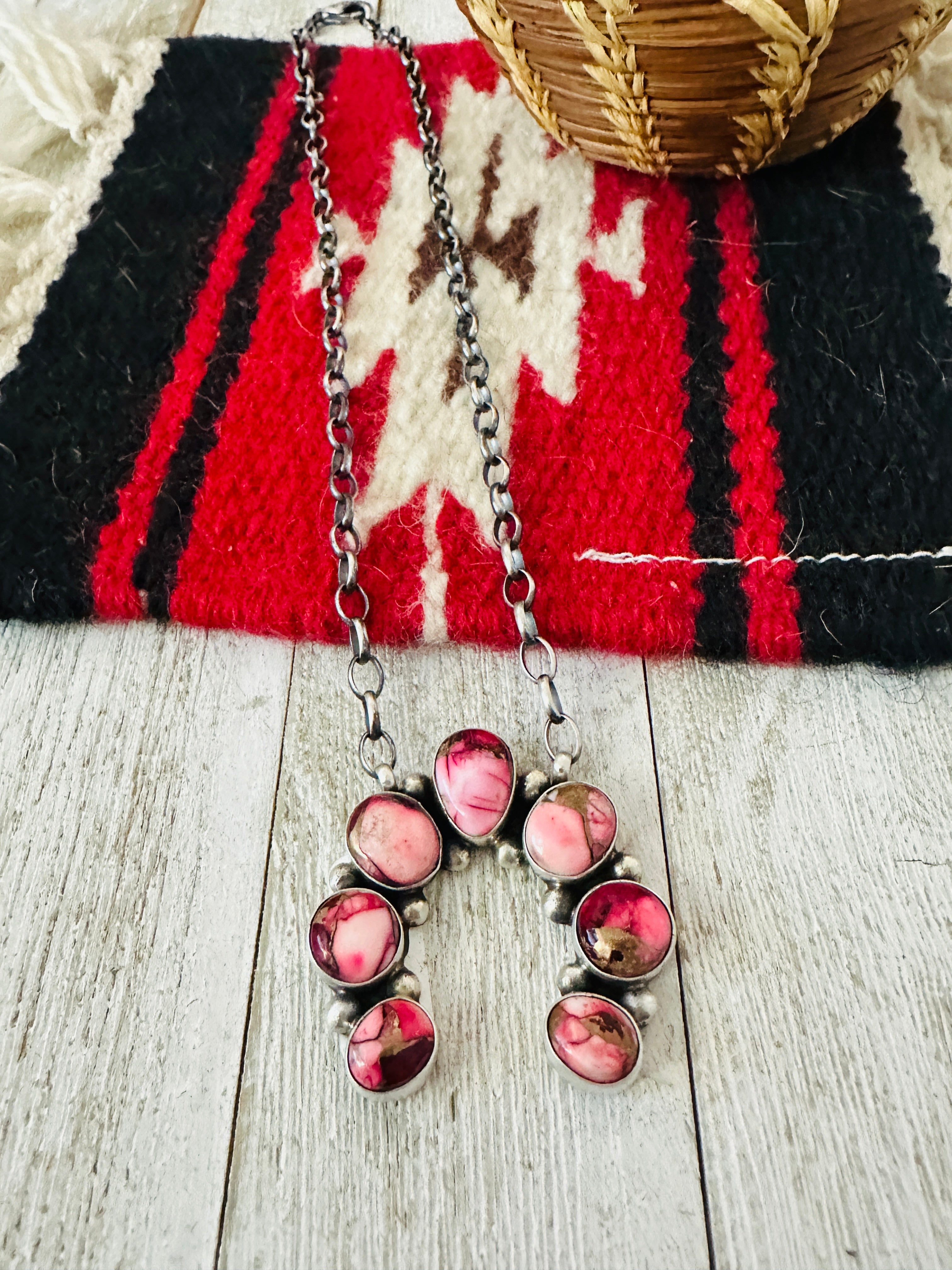 Handcrafted Rose Dahlia & Sterling Silver Naja Necklace