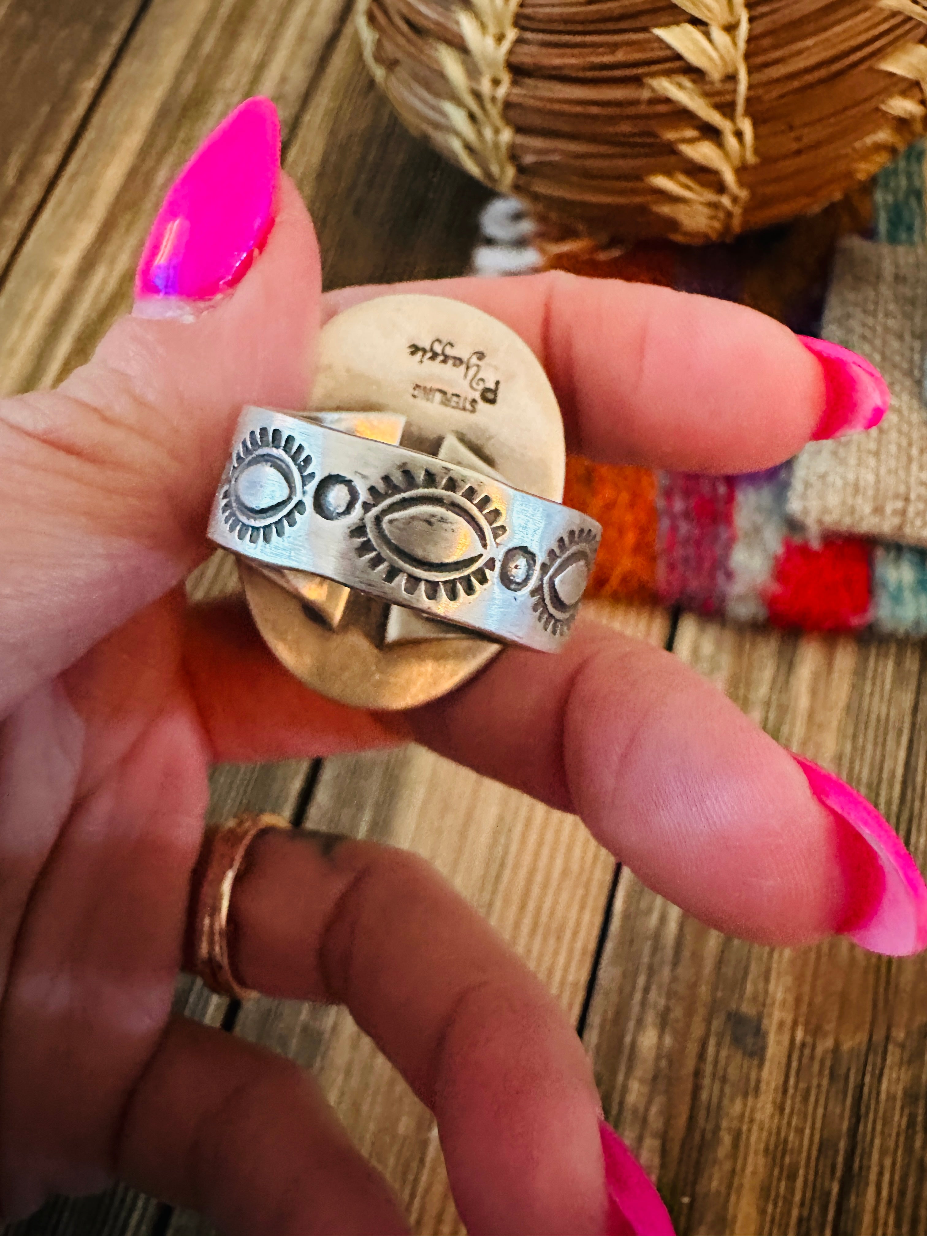 Handcrafted Turquoise & Sterling Silver Ring by Patrick Yazzie Size 10