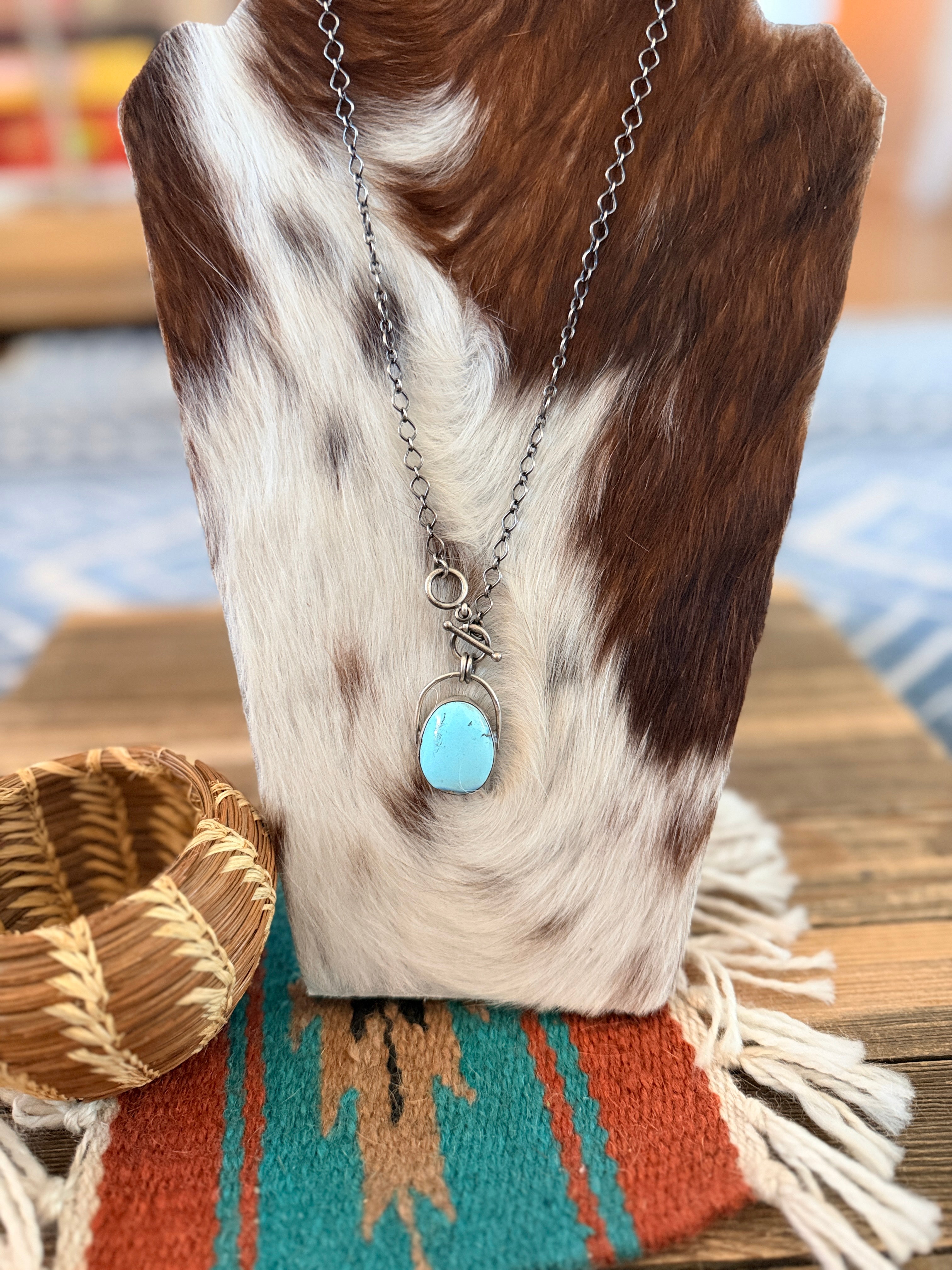 Handcrafted Golden Hills Turquoise & Sterling Silver Necklace by Paul Livingston