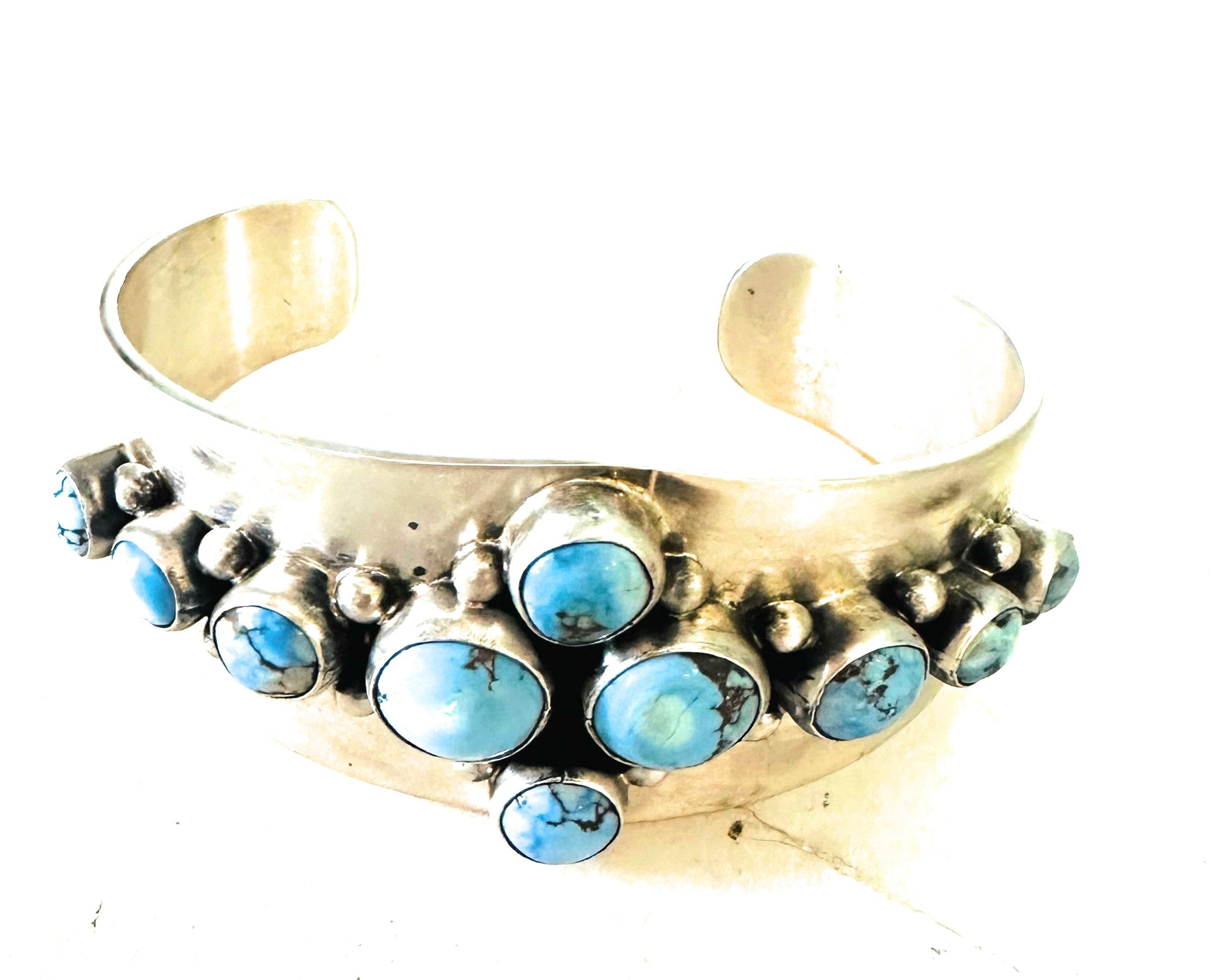 Handcrafted Golden Hills Turquoise & Sterling Silver Cuff Bracelet /
