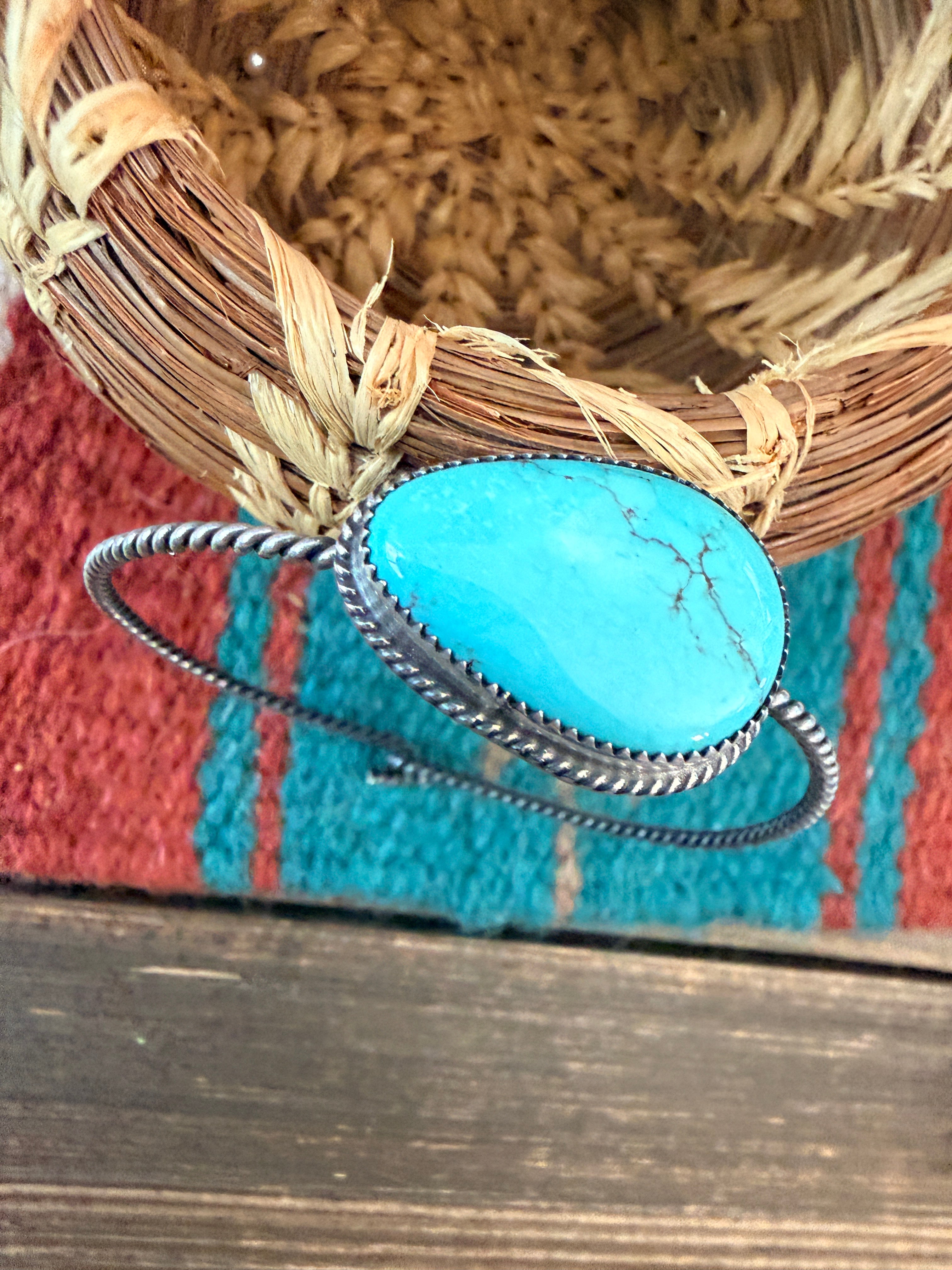 Handmade Turquoise & Sterling Silver Bangle Bracelet
