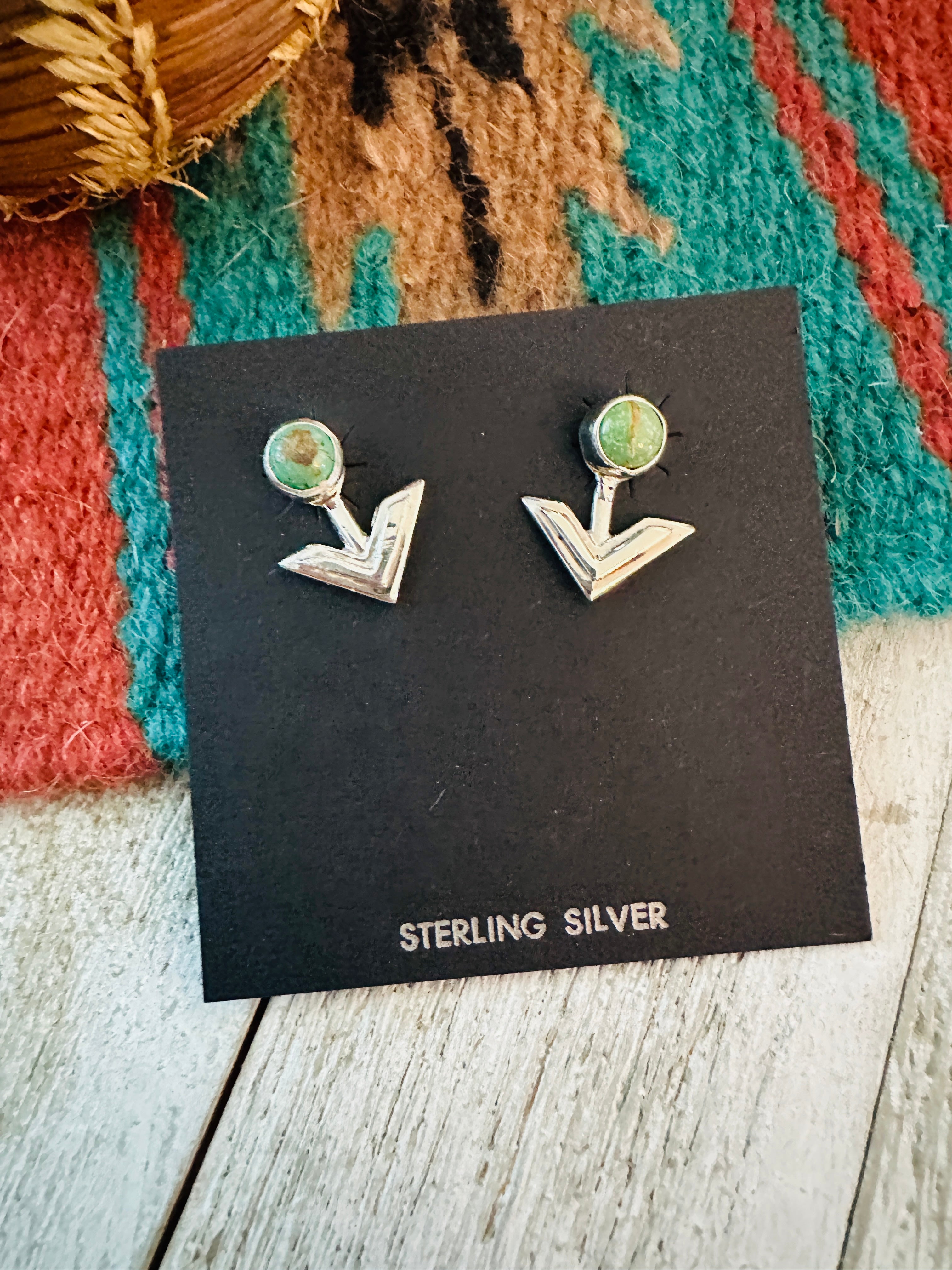 Handcrafted Sterling Silver & Turquoise Arrow Stud Earrings