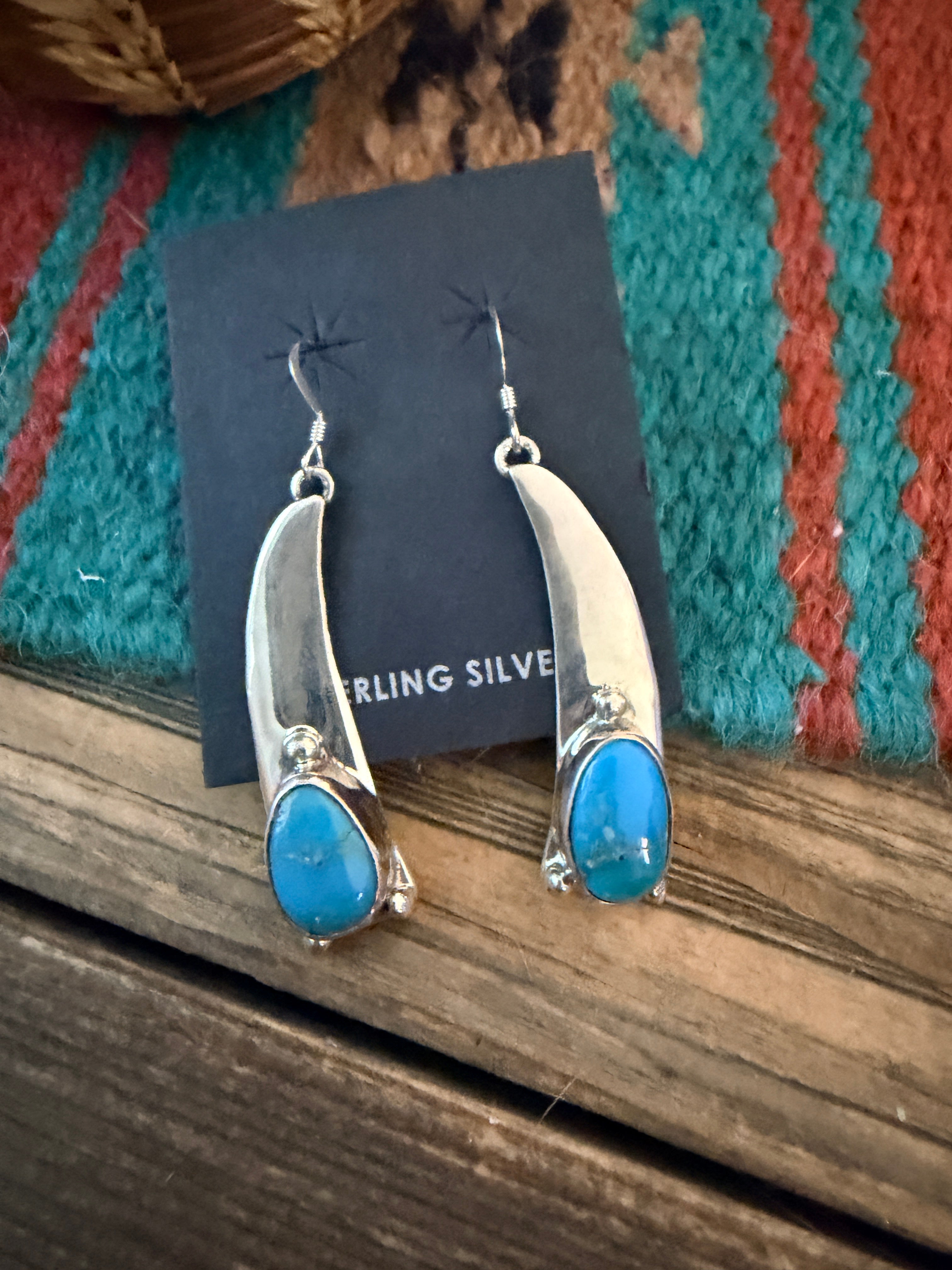Handcrafted Turquoise & Sterling Silver Dangle Earrings