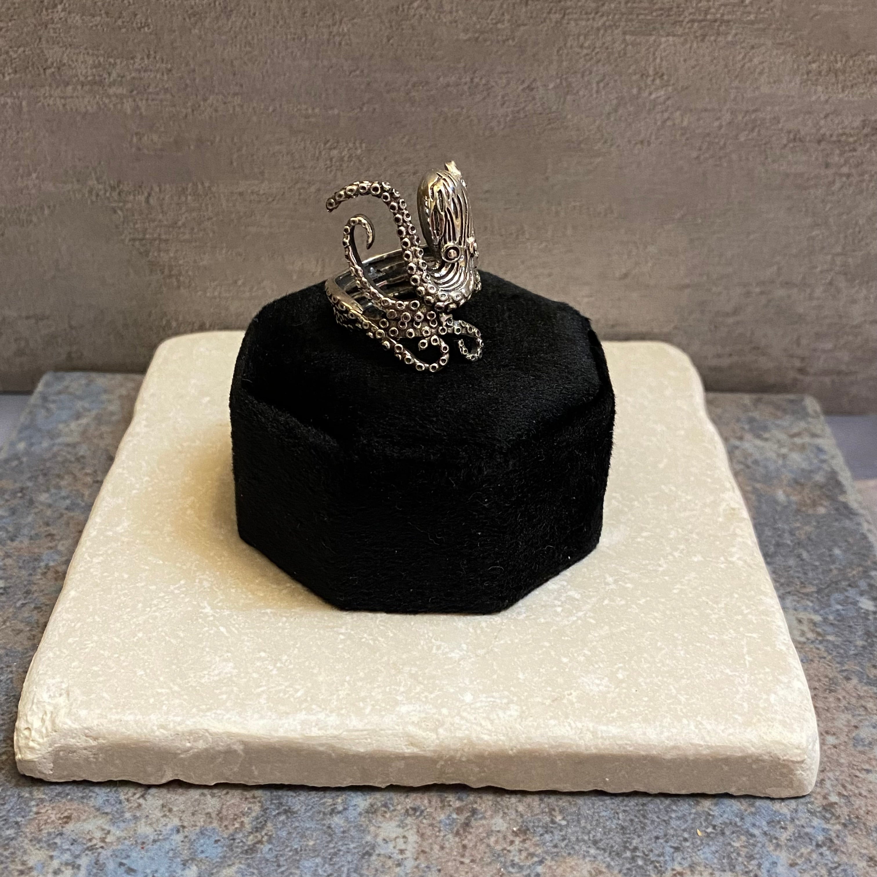 Sterling Silver Etched Octopus Ring