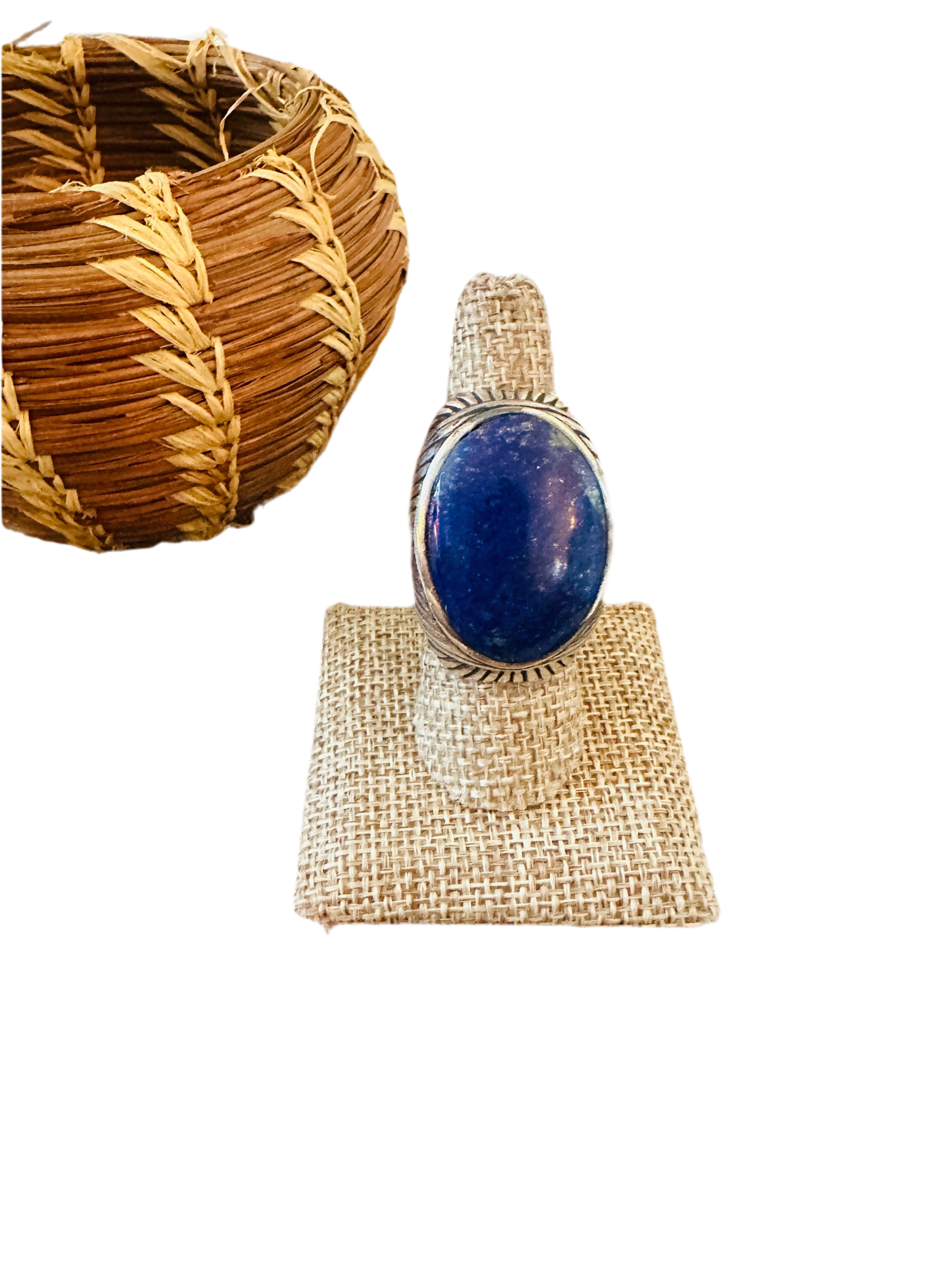 Old Pawn Handcrafted Sterling Silver & Lapis Men’s Ring Size 8