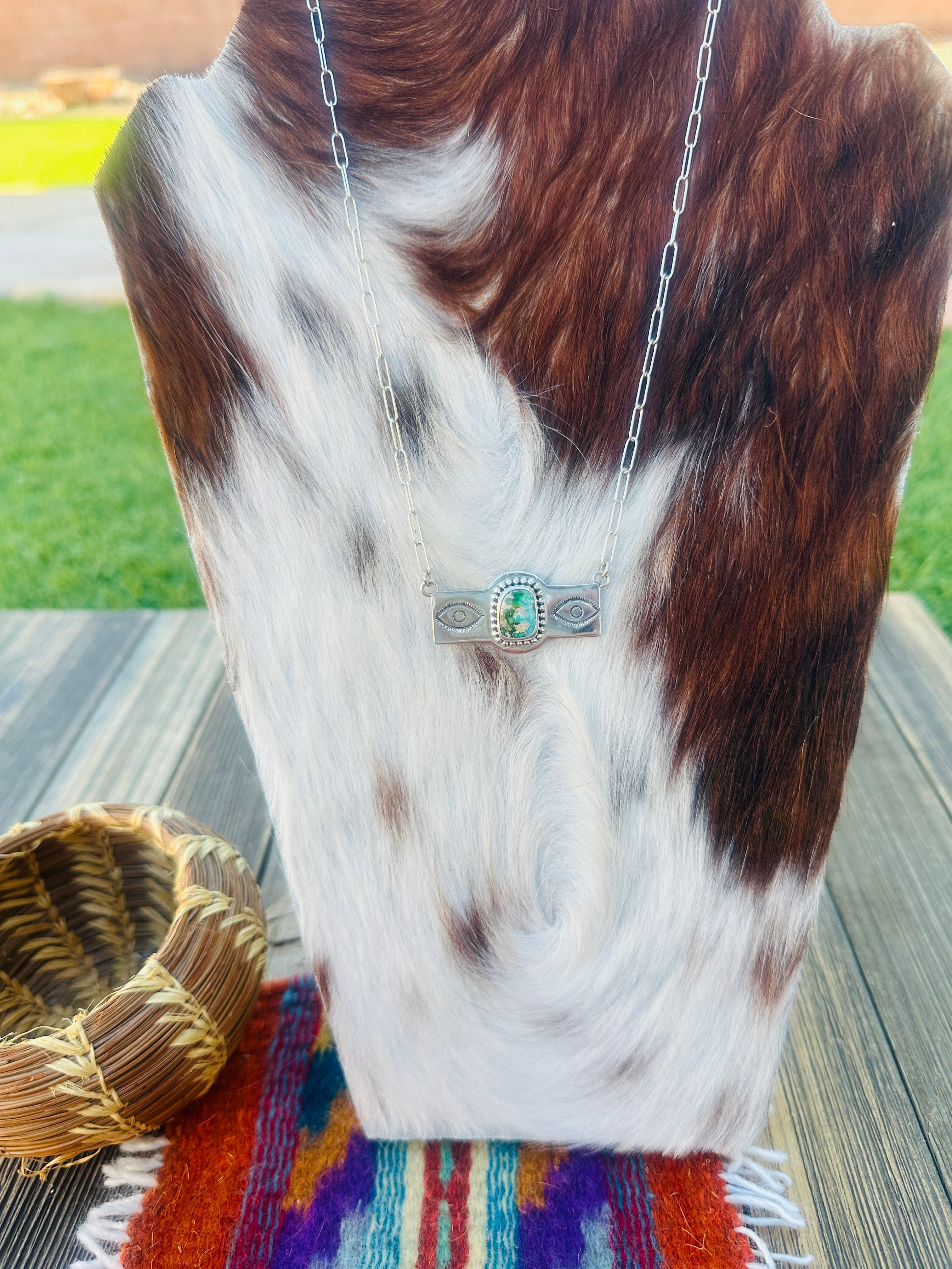 Handcrafted Sonoran Gold Turquoise & Sterling Silver Necklace