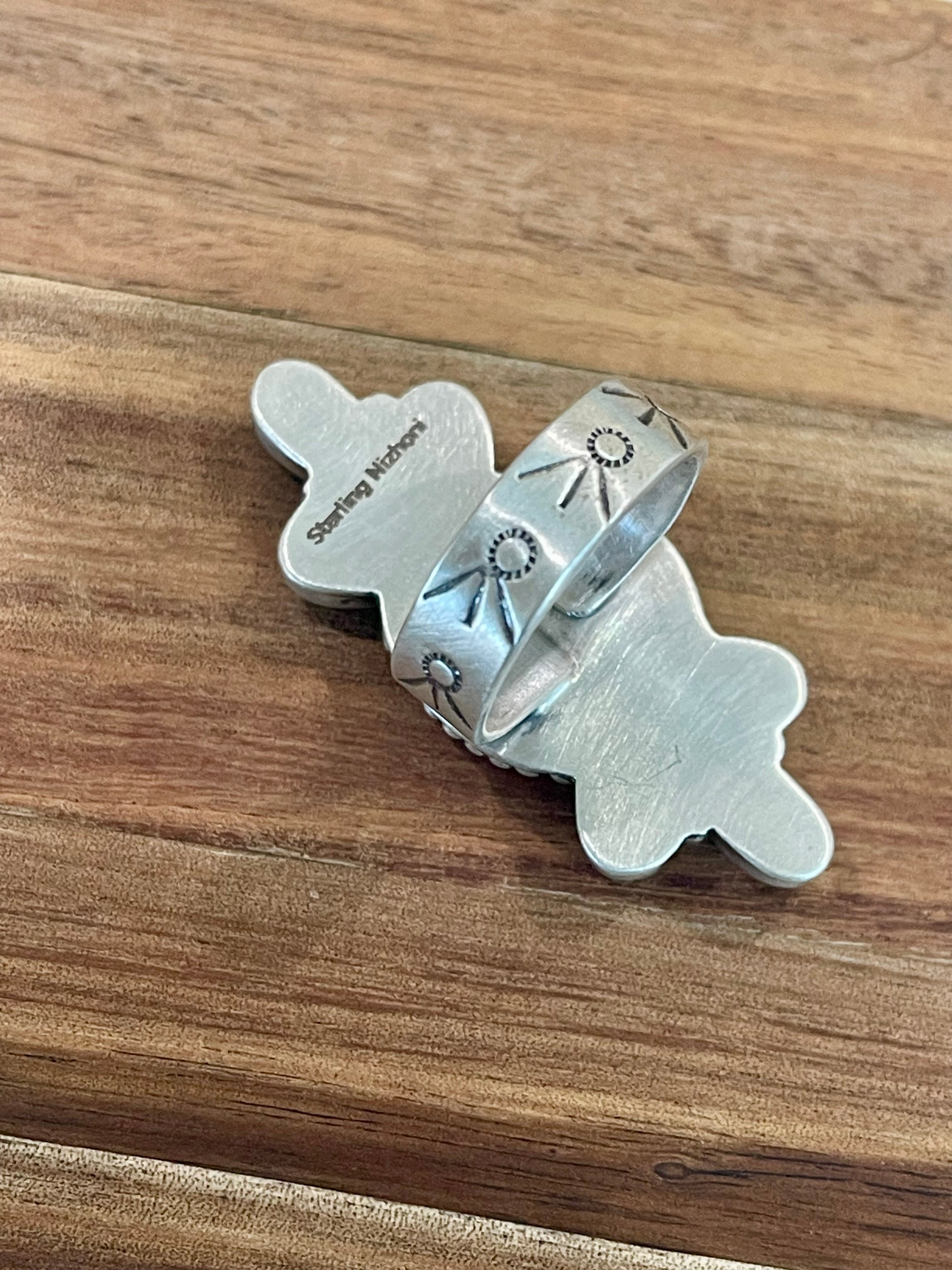 Beautiful Handmade Turquoise, Violet Frost And Sterling Silver Adjustable Ring