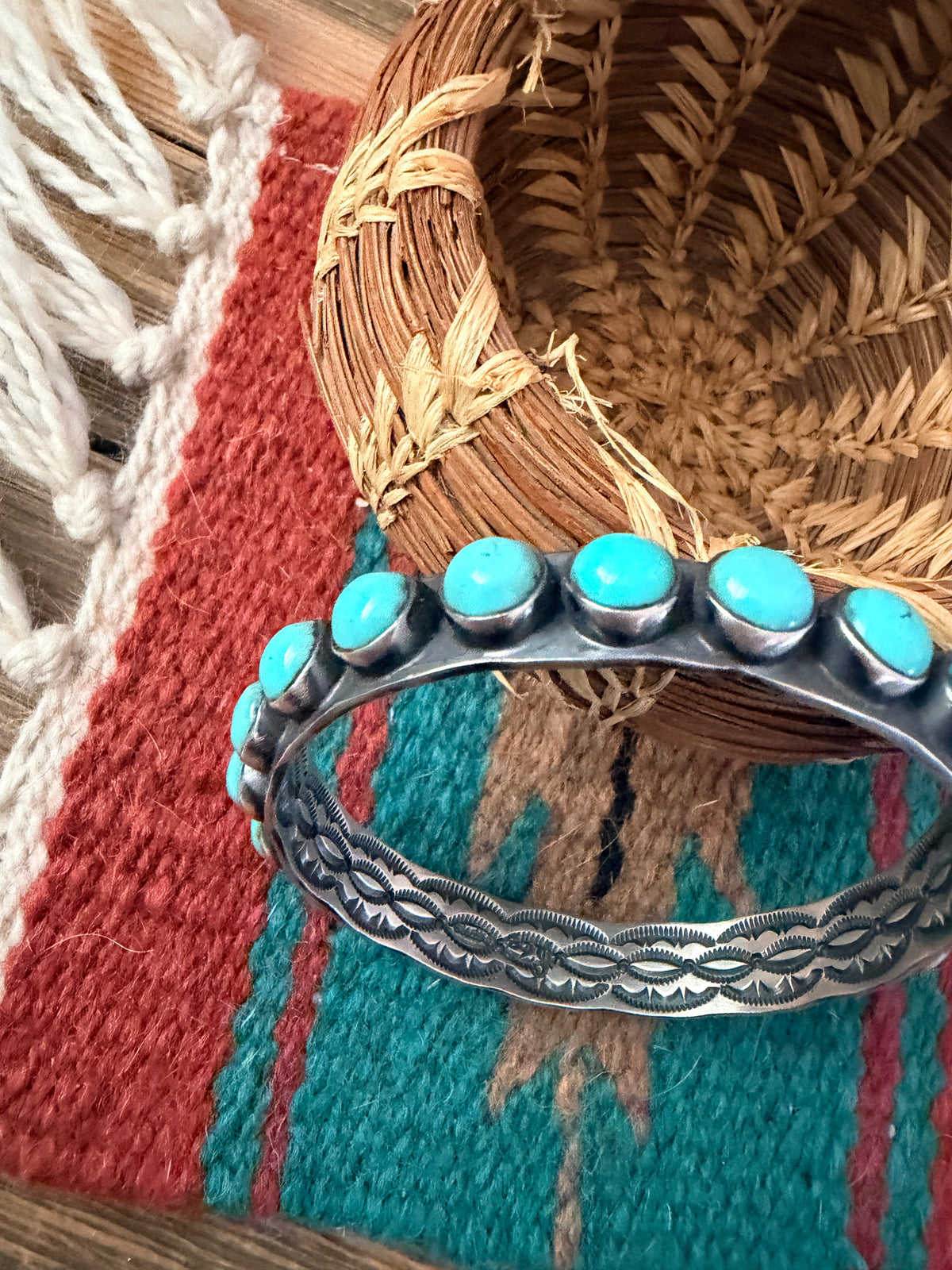 Handcrafted Turquoise & Sterling Silver Bangle Bracelet