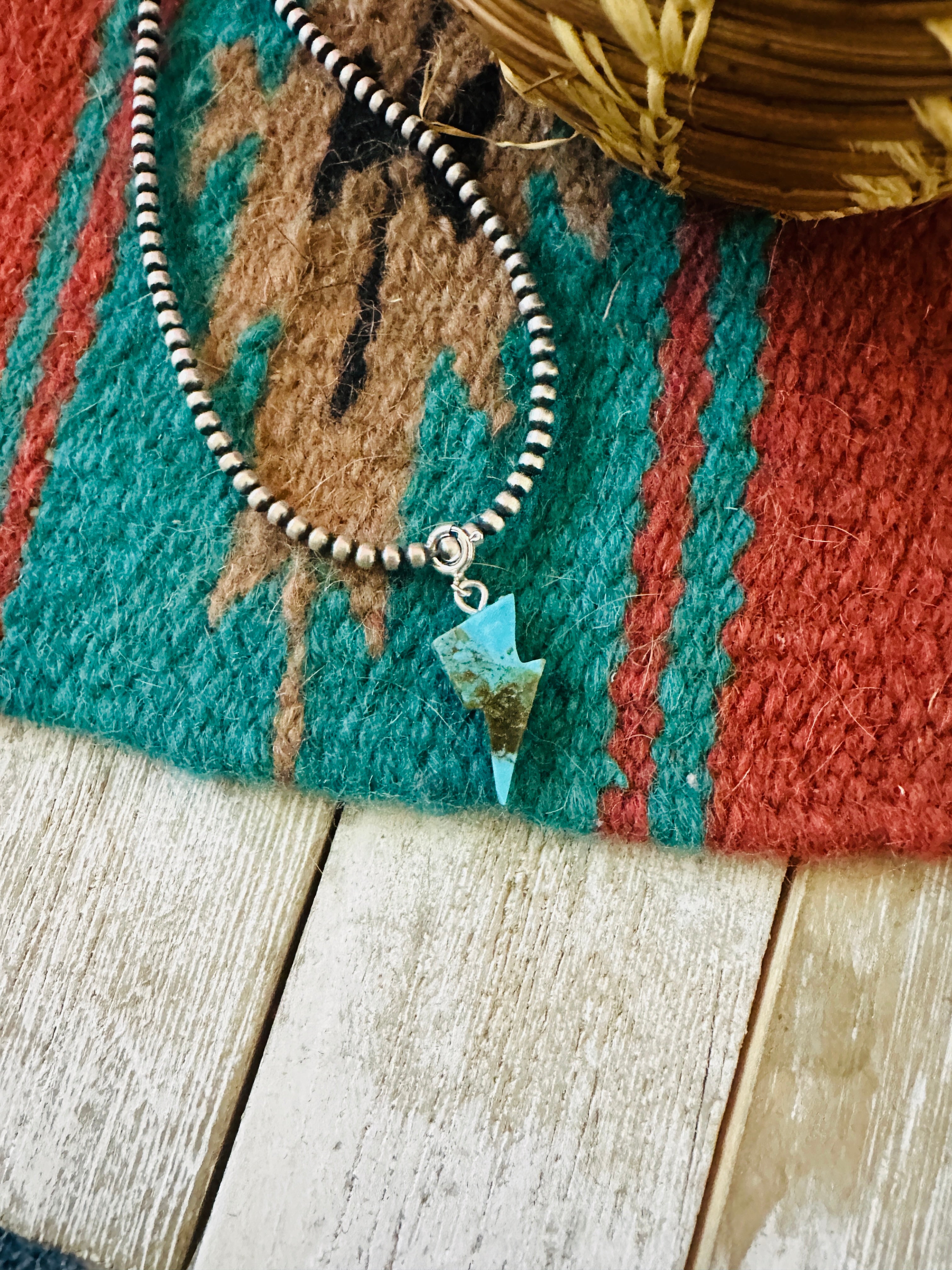 Handcrafted Hand Carved Turquoise Lightning Bolt Charm