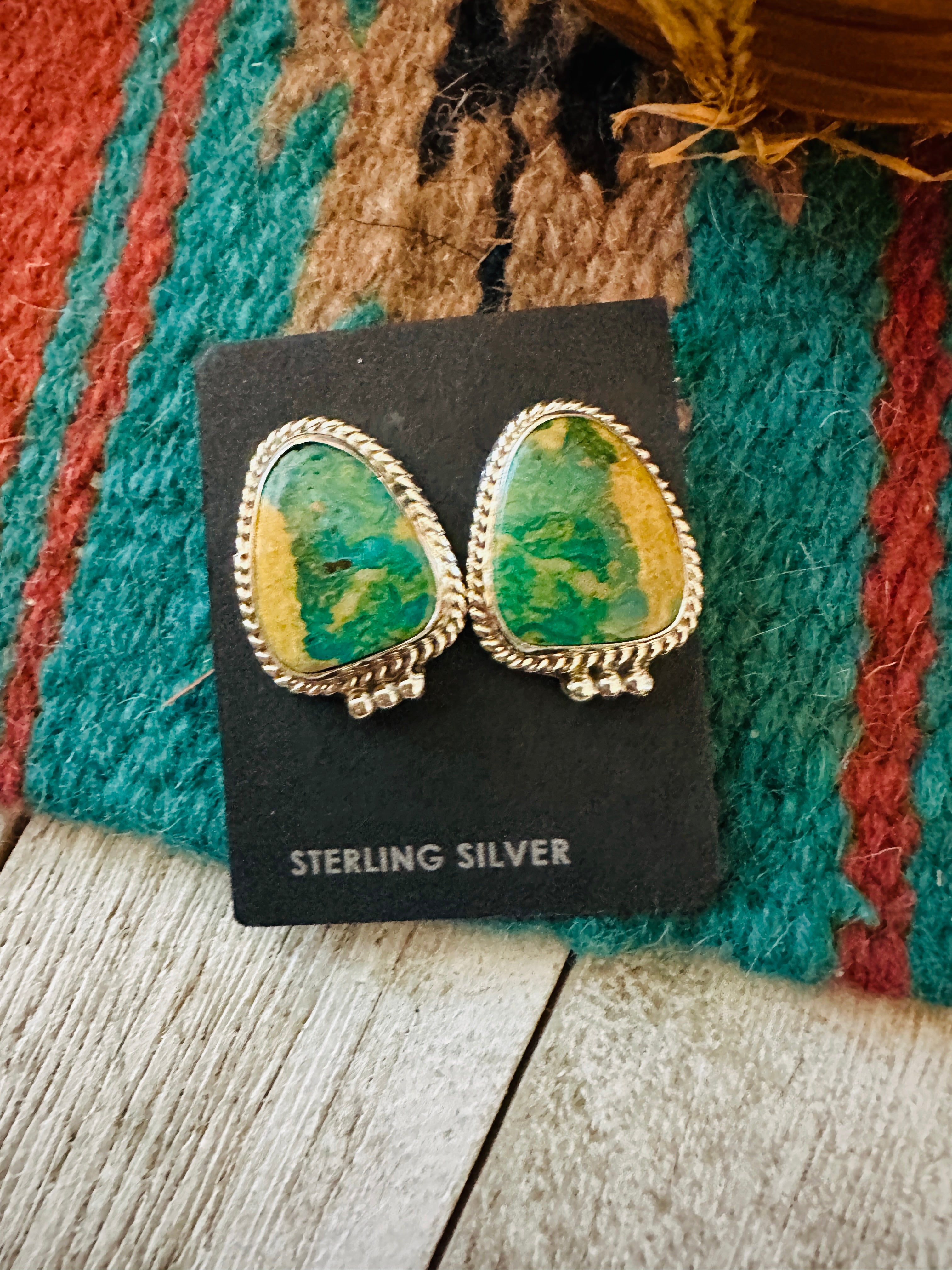 Navajo Turquoise & Sterling Silver Post Earrings