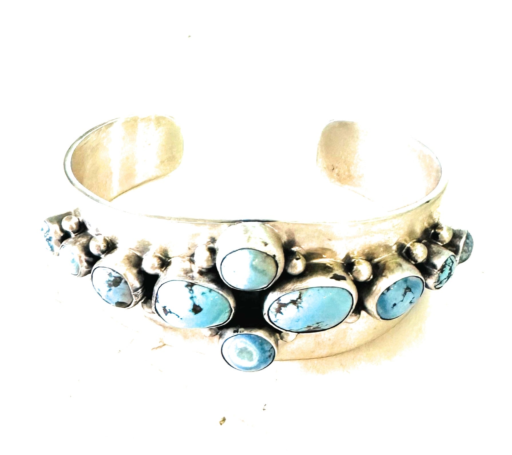 Handcrafted Golden Hills Turquoise & Sterling Silver Cuff Bracelet /
