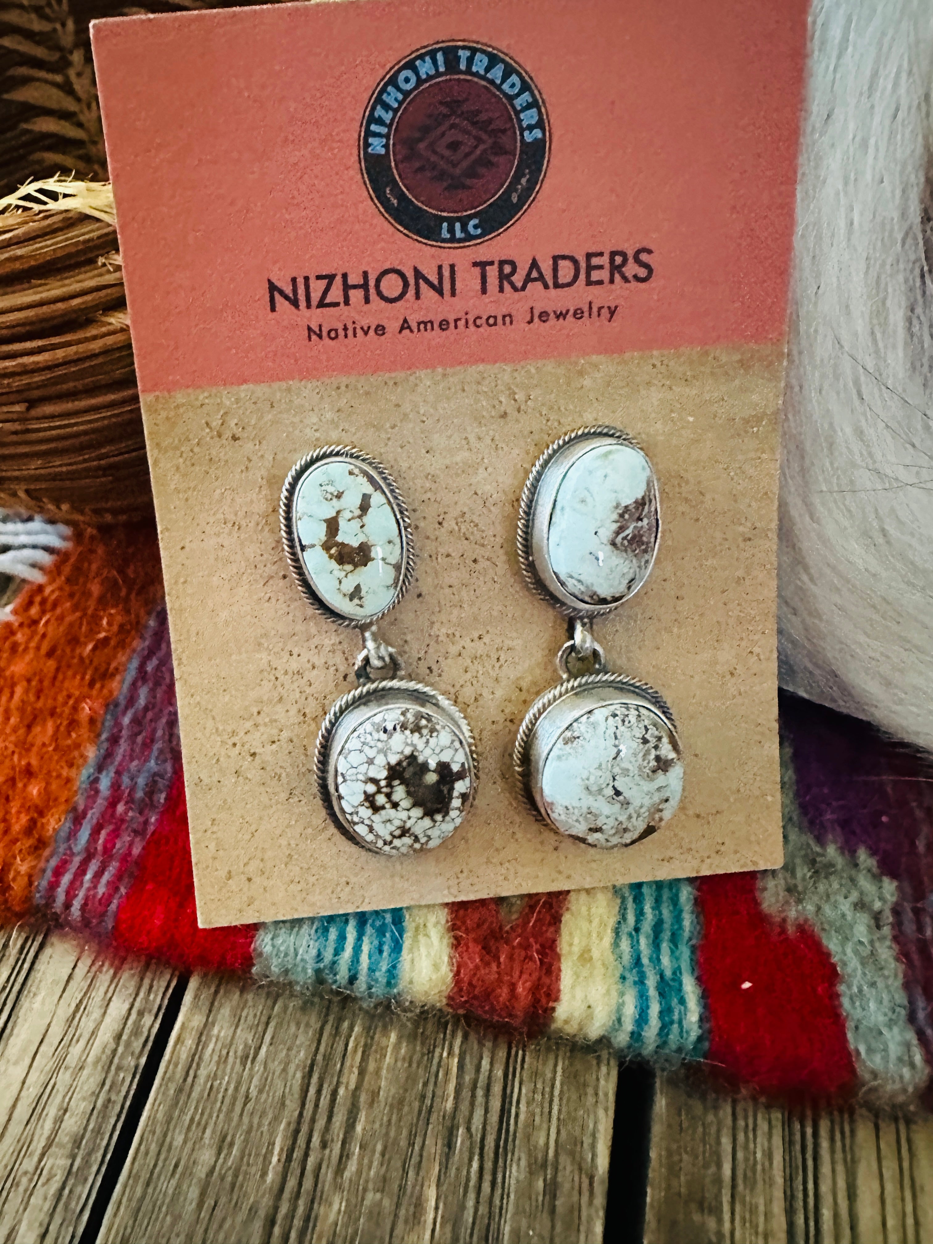 Handcrafted Dry Creek Turquoise & Sterling Silver Necklace and Earring Set by Darrin Livingston