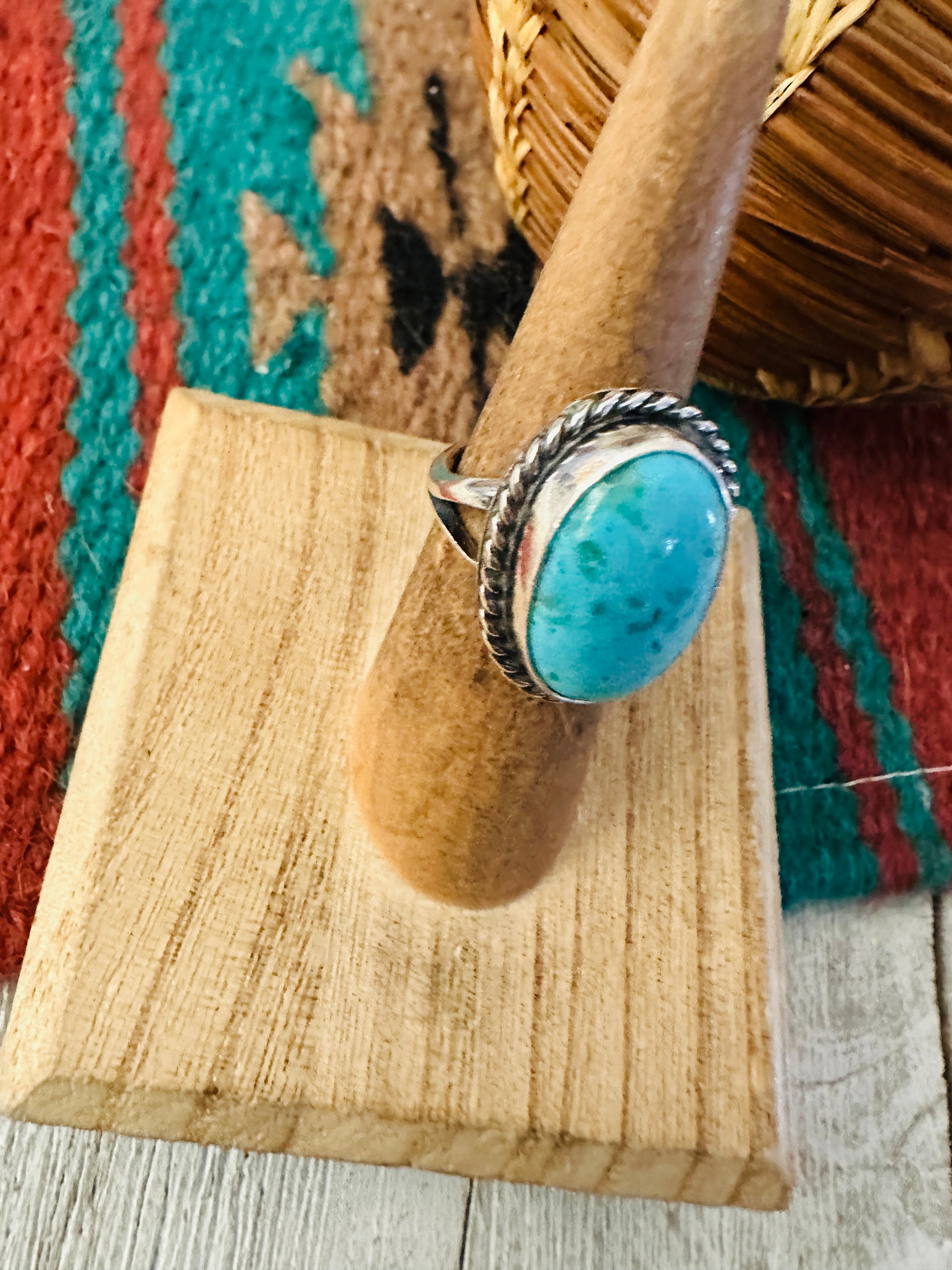Navajo Turquoise & Sterling Silver Ring Size 5