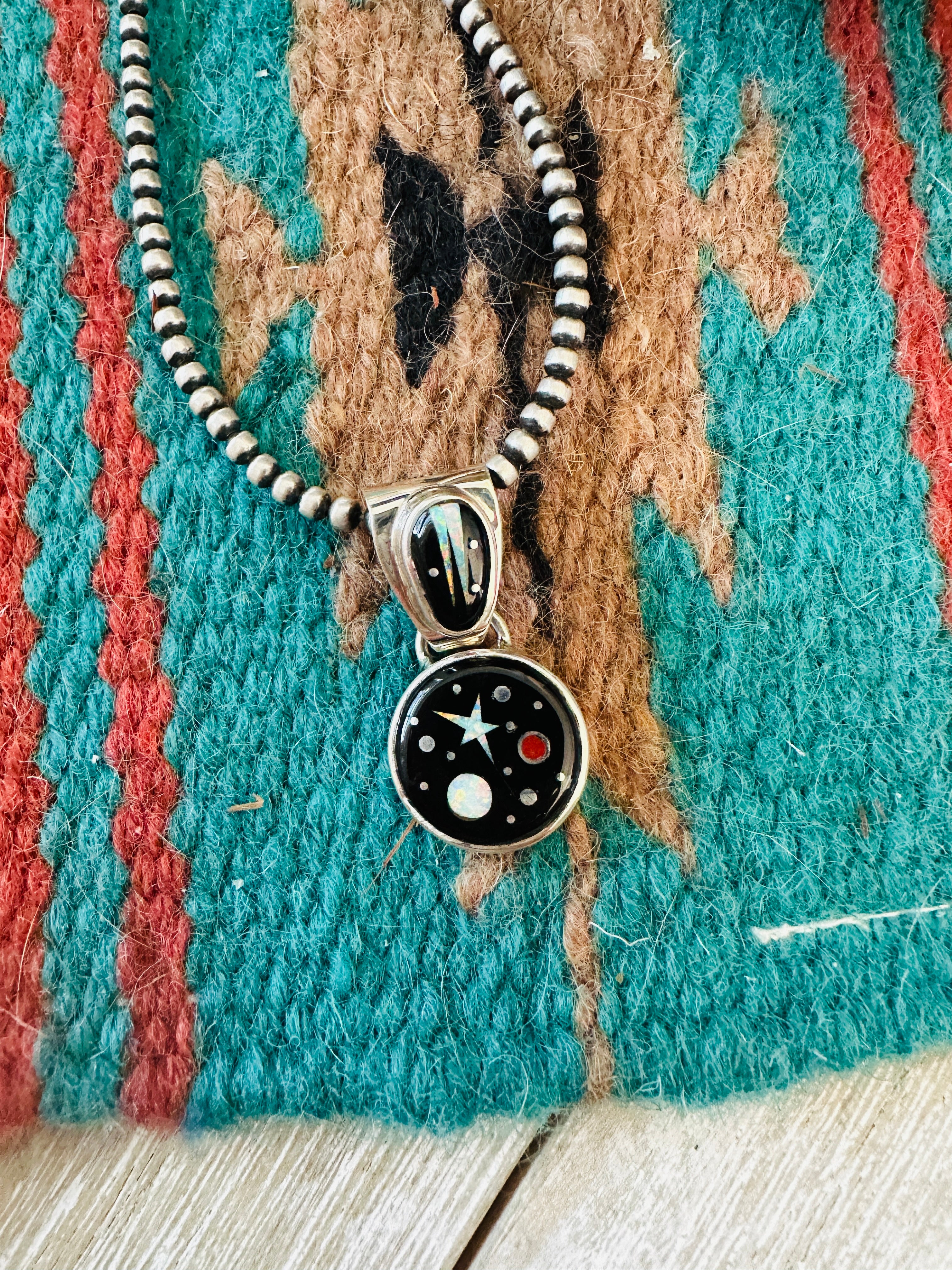 Handcrafted Multi Stone & Sterling Silver Starry Night Pendant by Matthew Jack