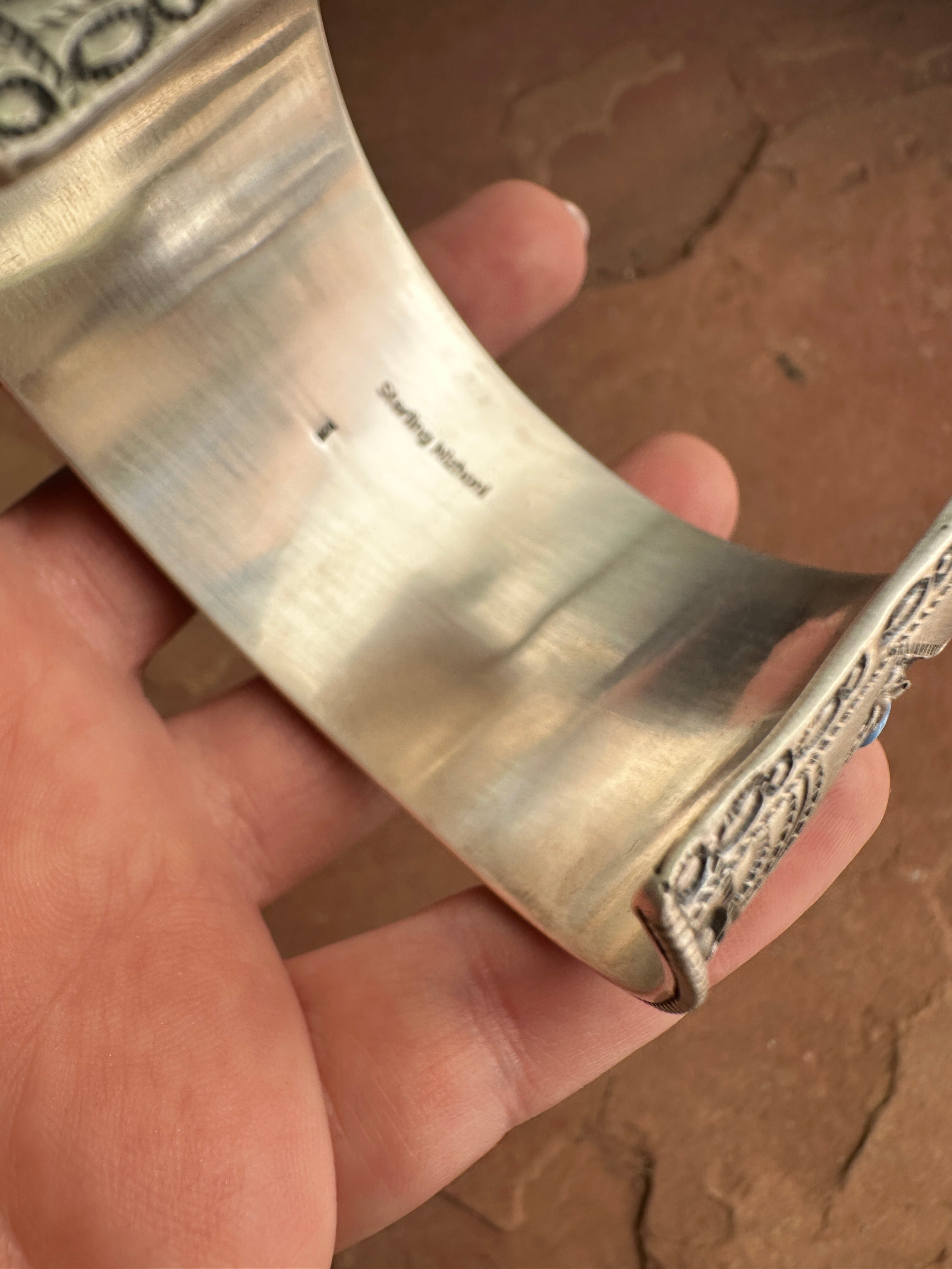 Handmade Sterling Silver Golden Hills Turquoise Adjustable Cluster Cuff /