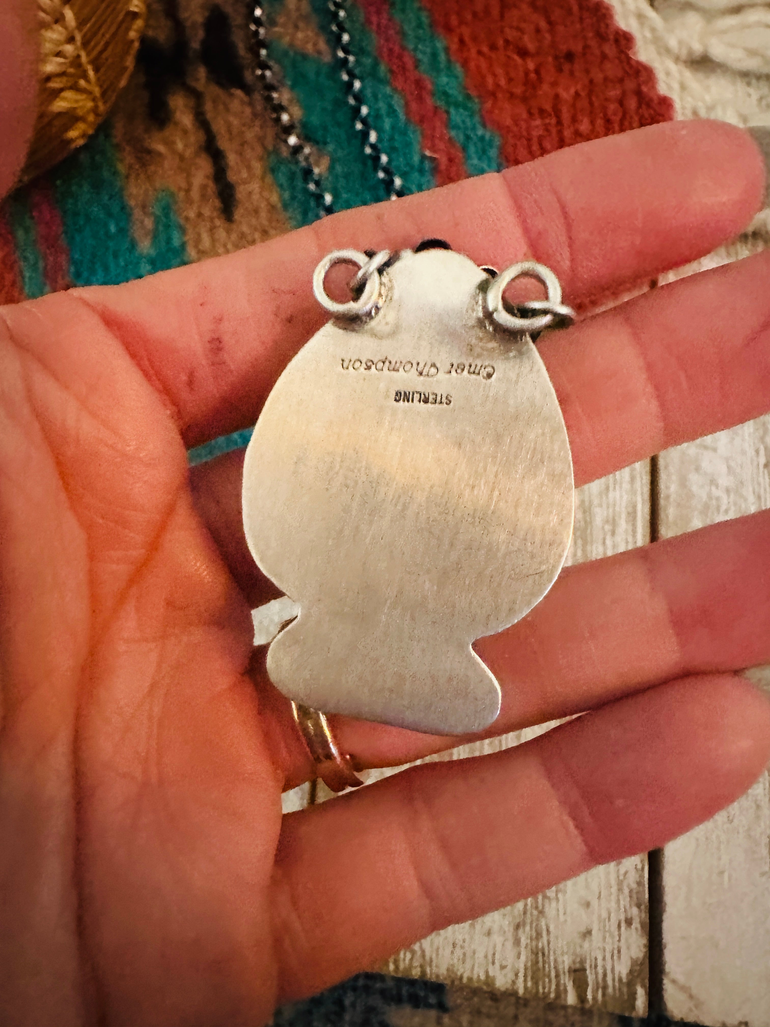 Navajo Sterling Silver & Multi Stone Inlay Spade Necklace