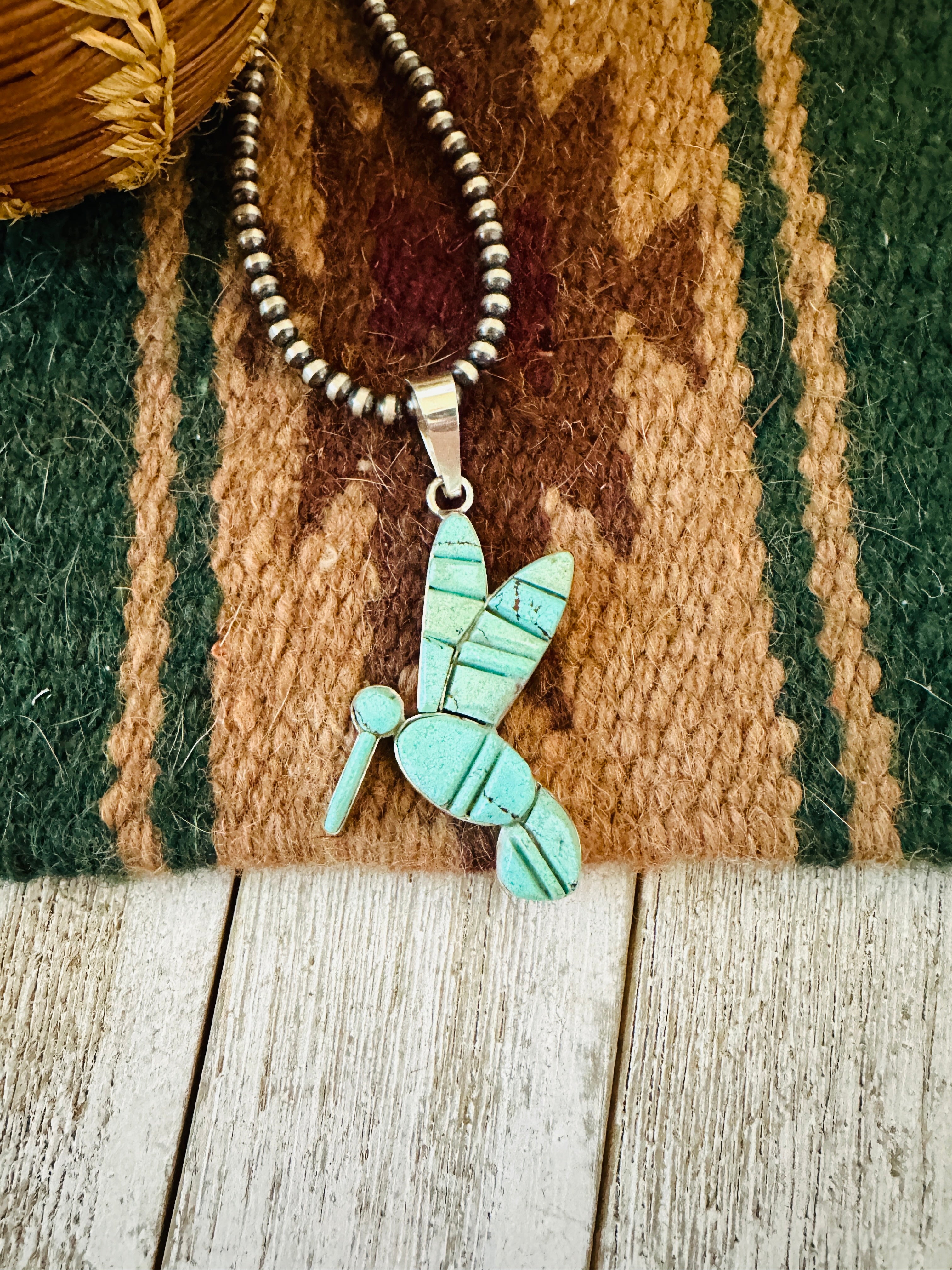 Handcrafted Sterling Silver & Turquoise Inlay Dragonfly Pendant