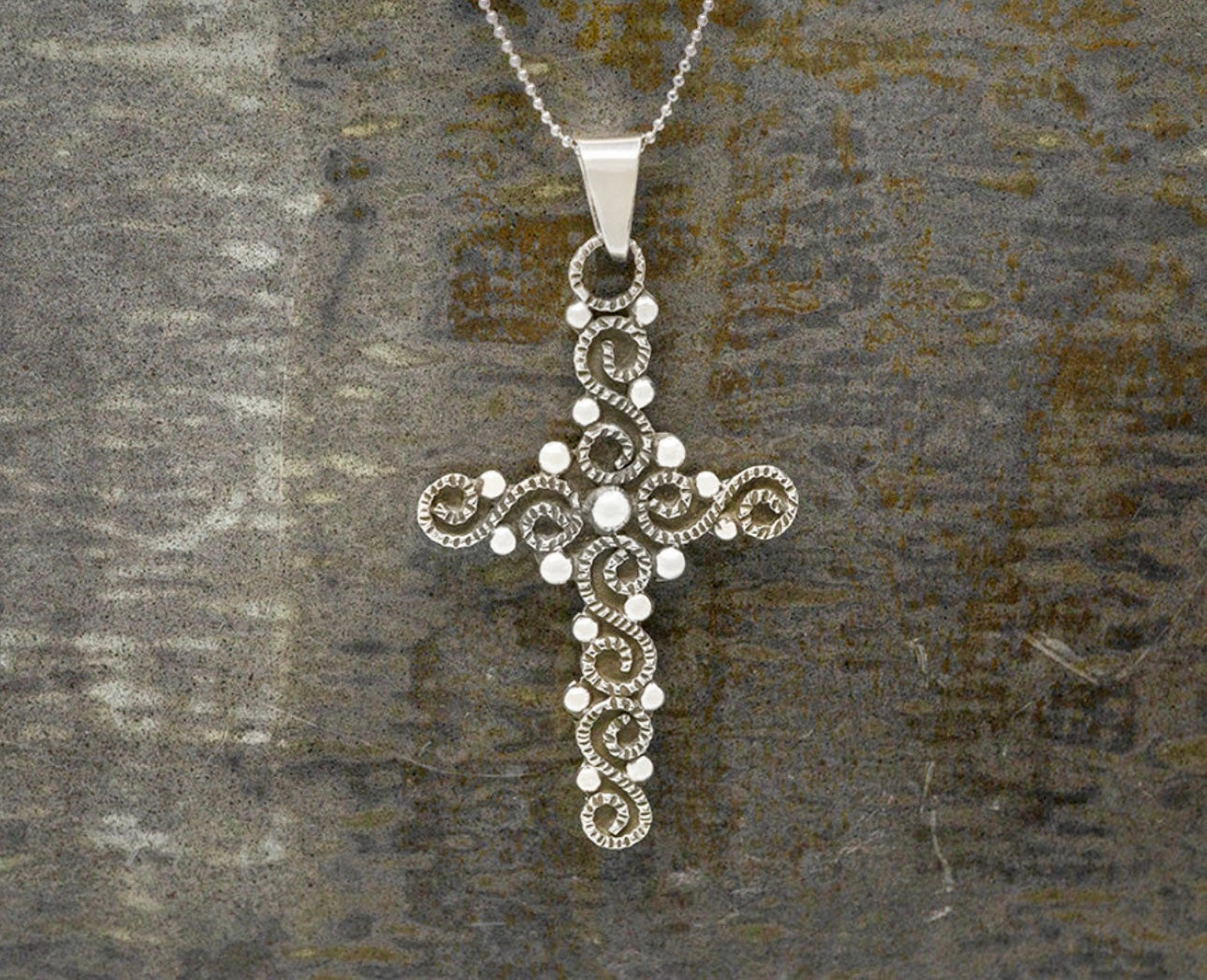 Vintage Oxidized Cross Pendant Necklace