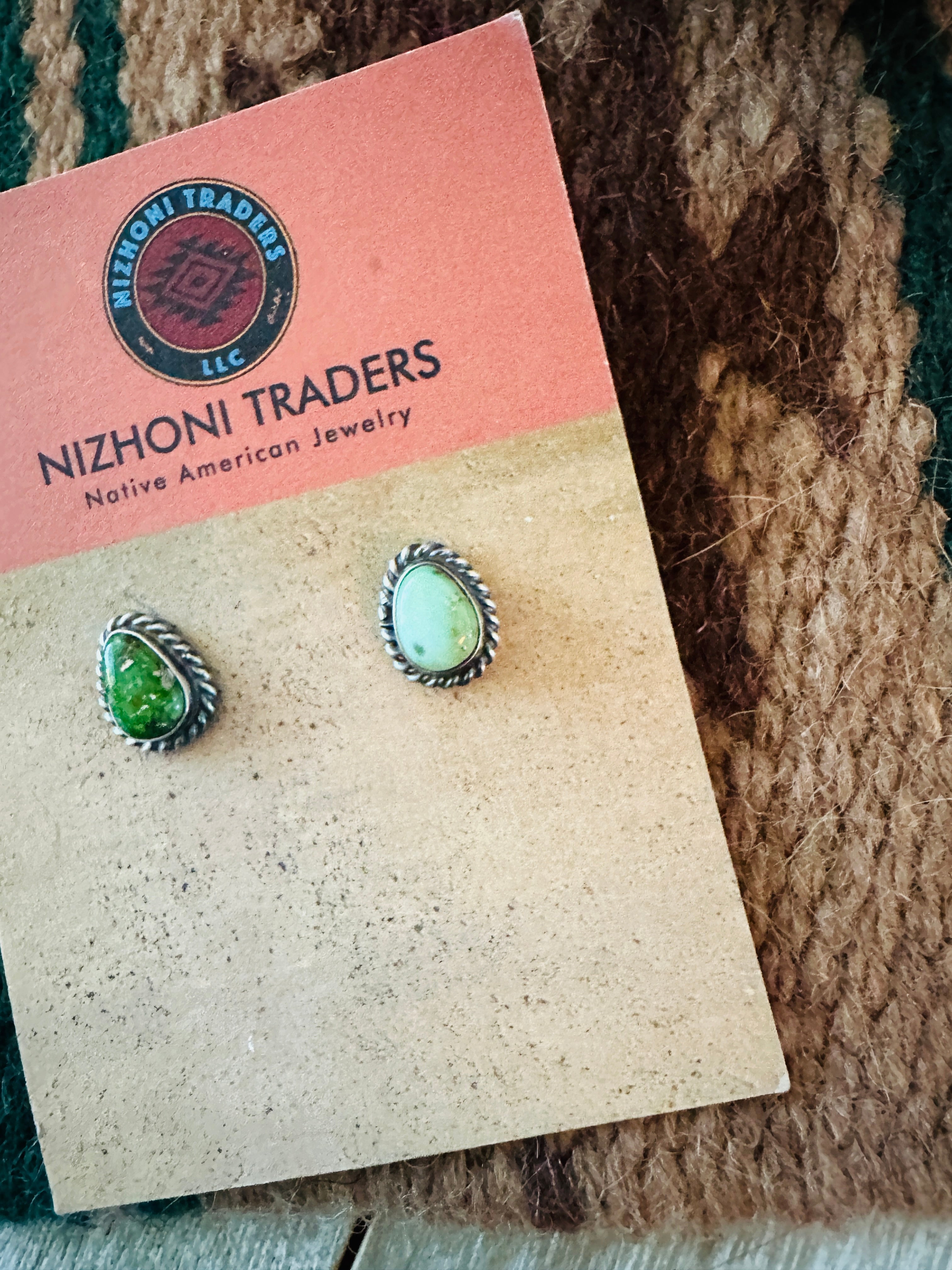 Handcrafted Sonoran Mountain Turquoise & Sterling Silver Teadrop Stud Earrings