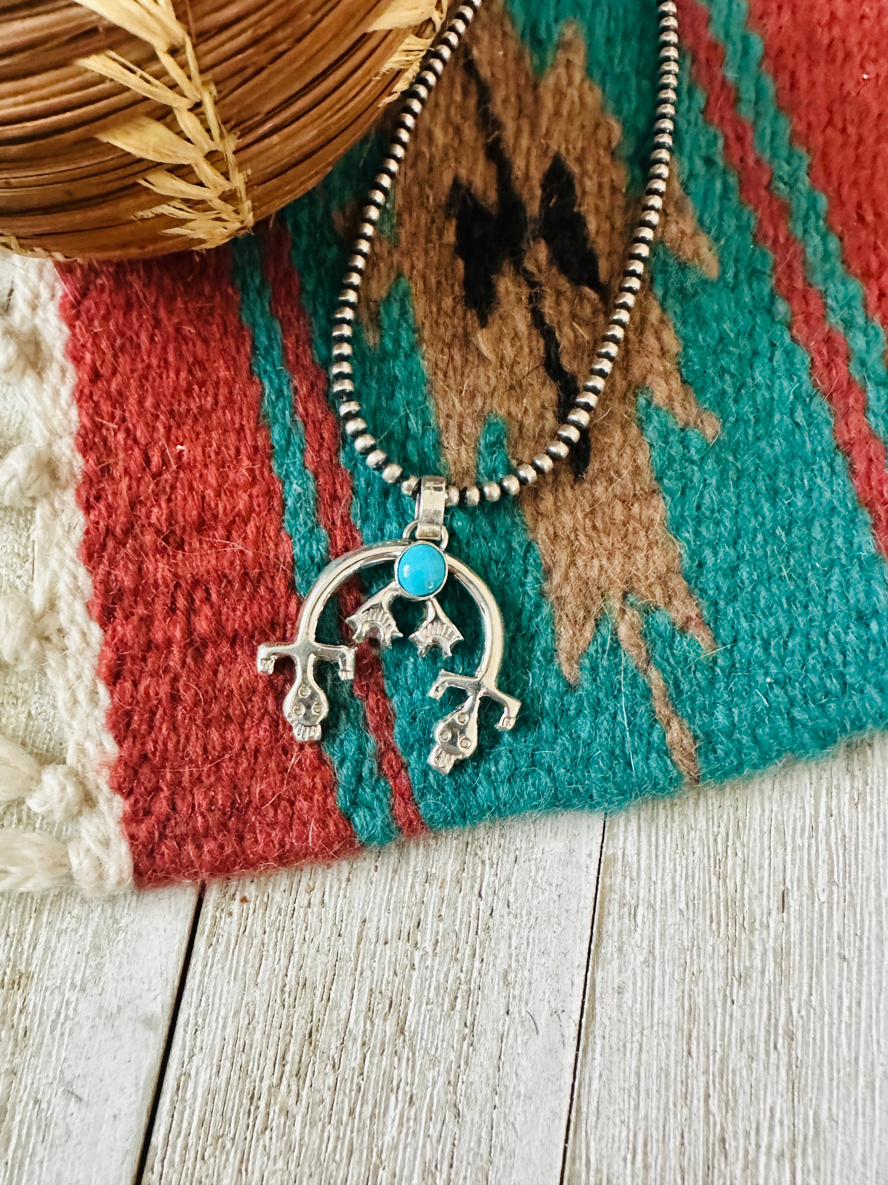 Handcrafted Sterling Silver & Turquoise Naja Pendant
