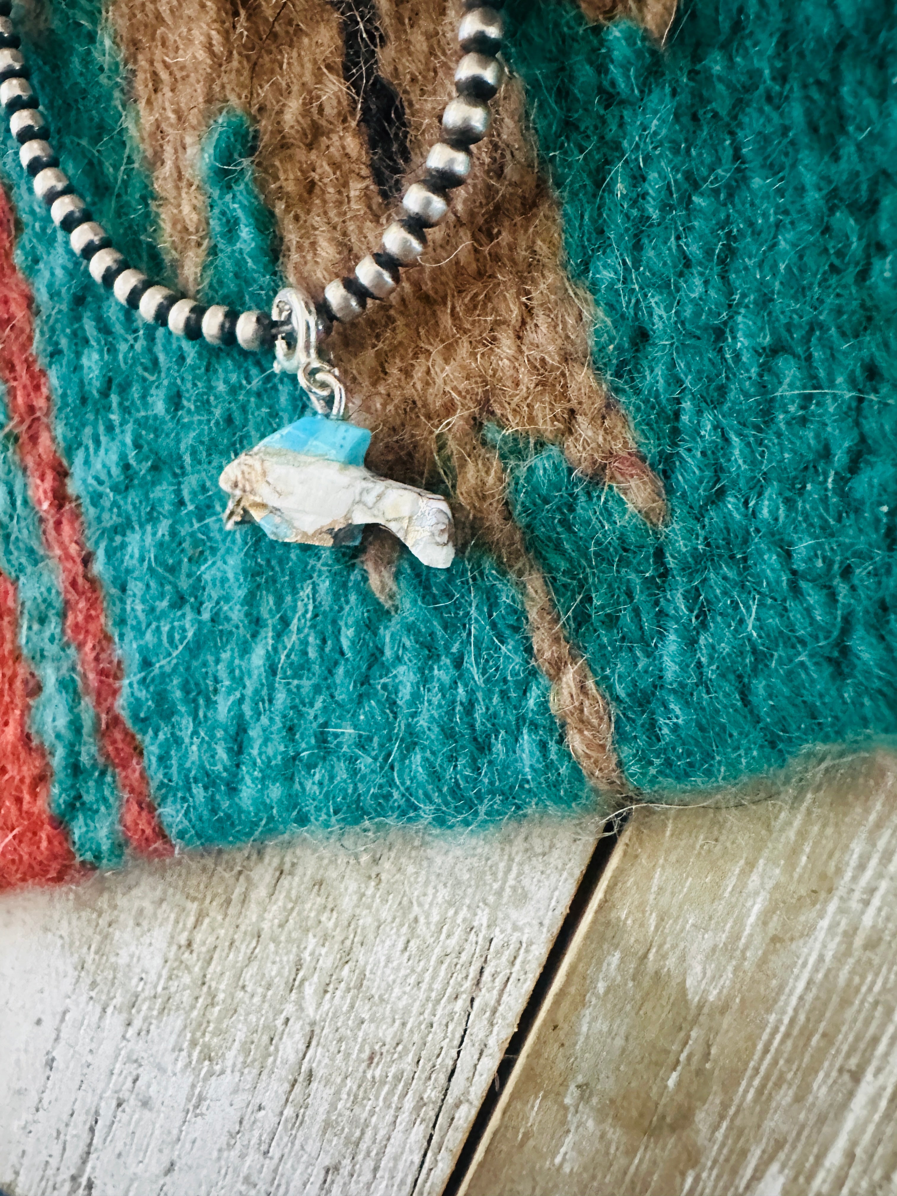 Handcrafted & Hand Carved Blue Mojave Dolphin Charm