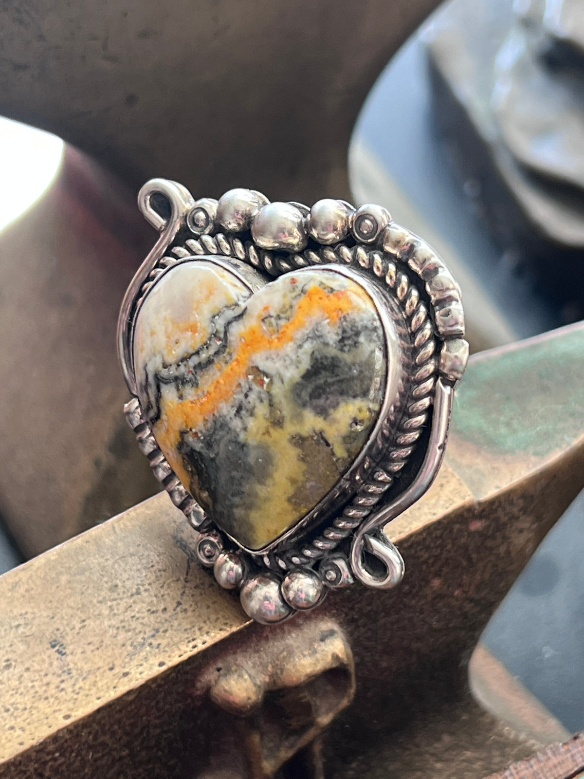 Rosella Paxson Sterling Silver & Bumblebee Heart Ring, Size 7.5-8