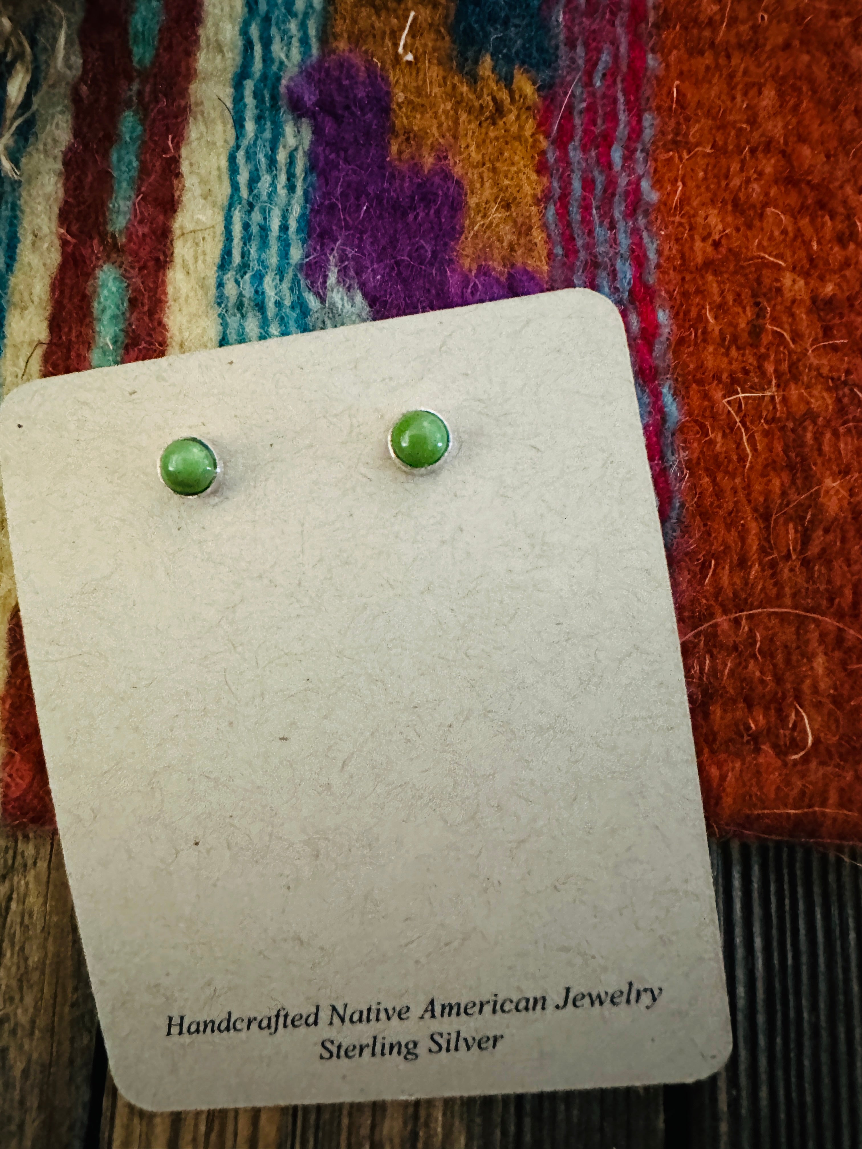 Handcrafted Sonoran Gold Turquoise & Sterling Silver Stud Earrings