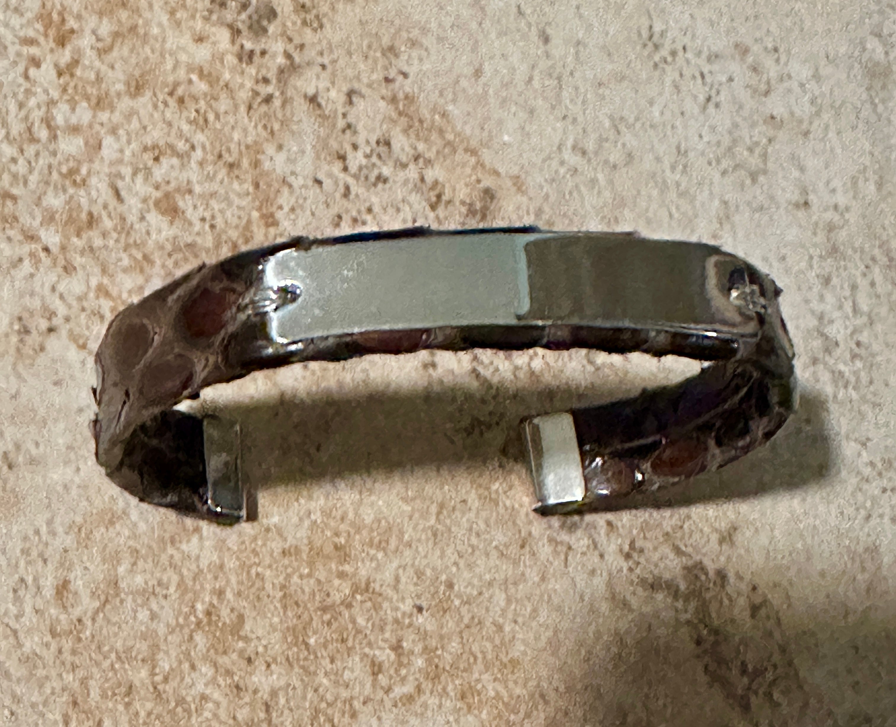 Brown Python Cuff w/ Silver Badge Bracelet