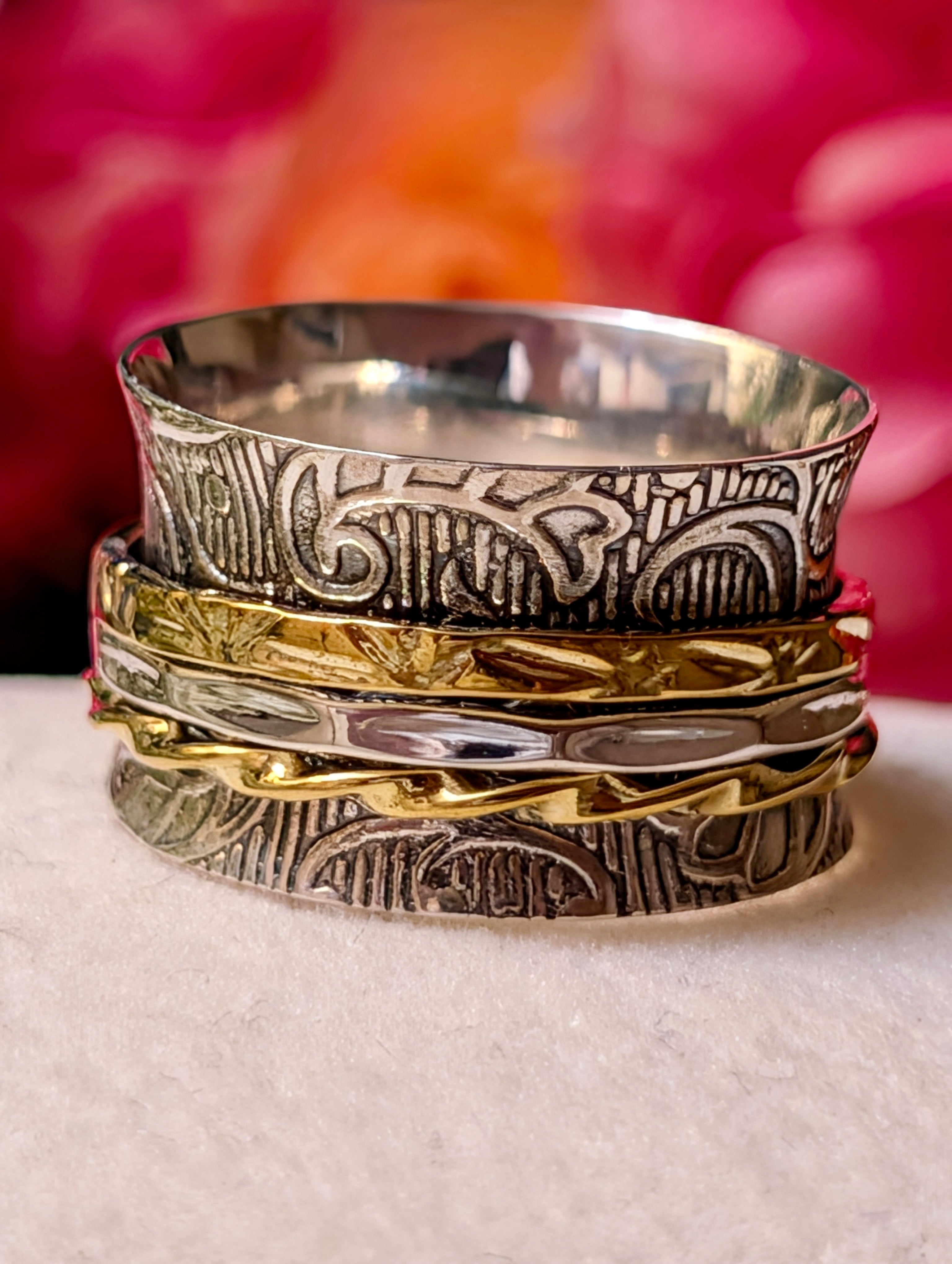 Sterling Silver & 14k Gold Spinner Ring