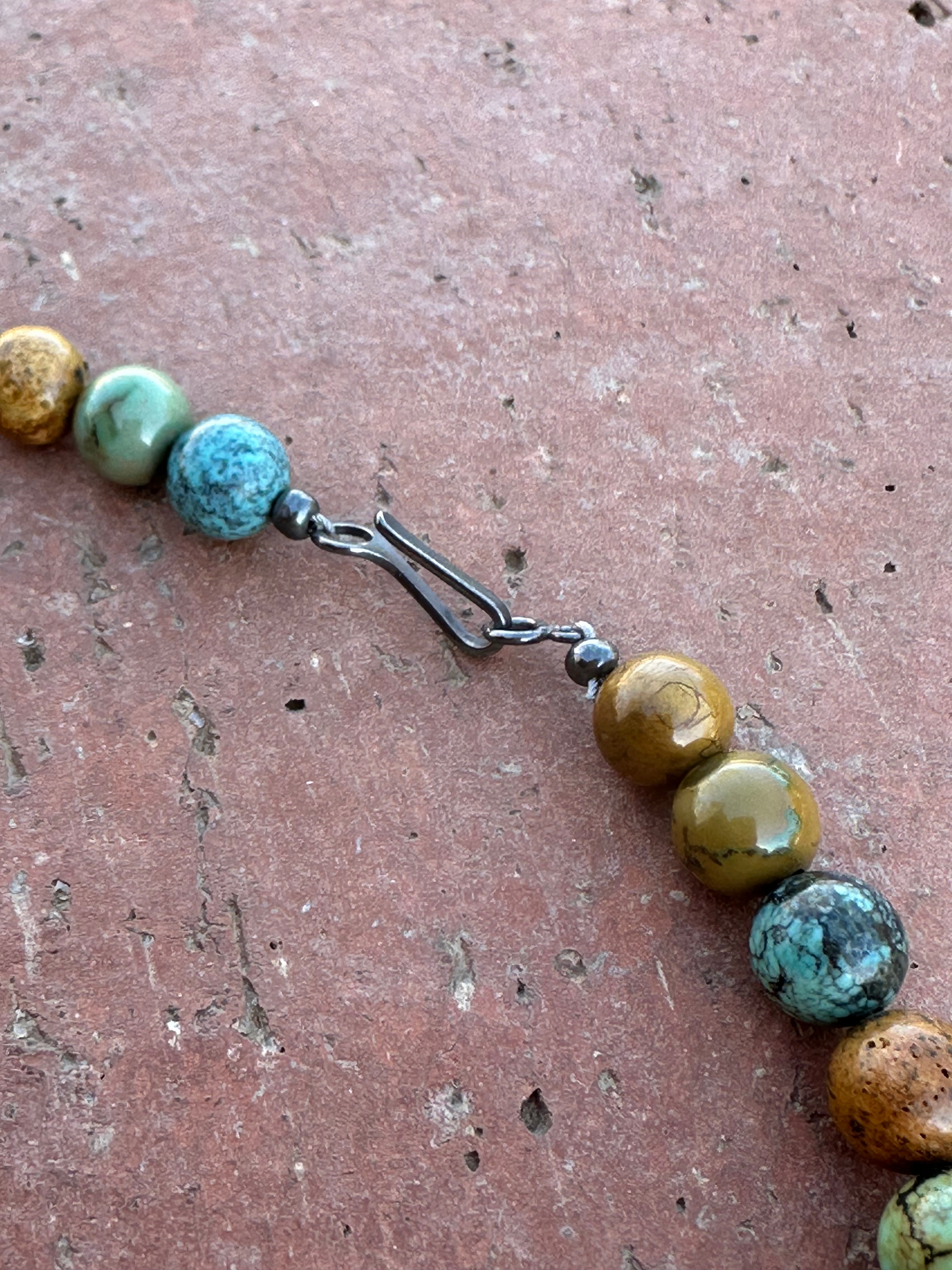 Turquoise & Sterling Silver 8mm Beaded Necklace