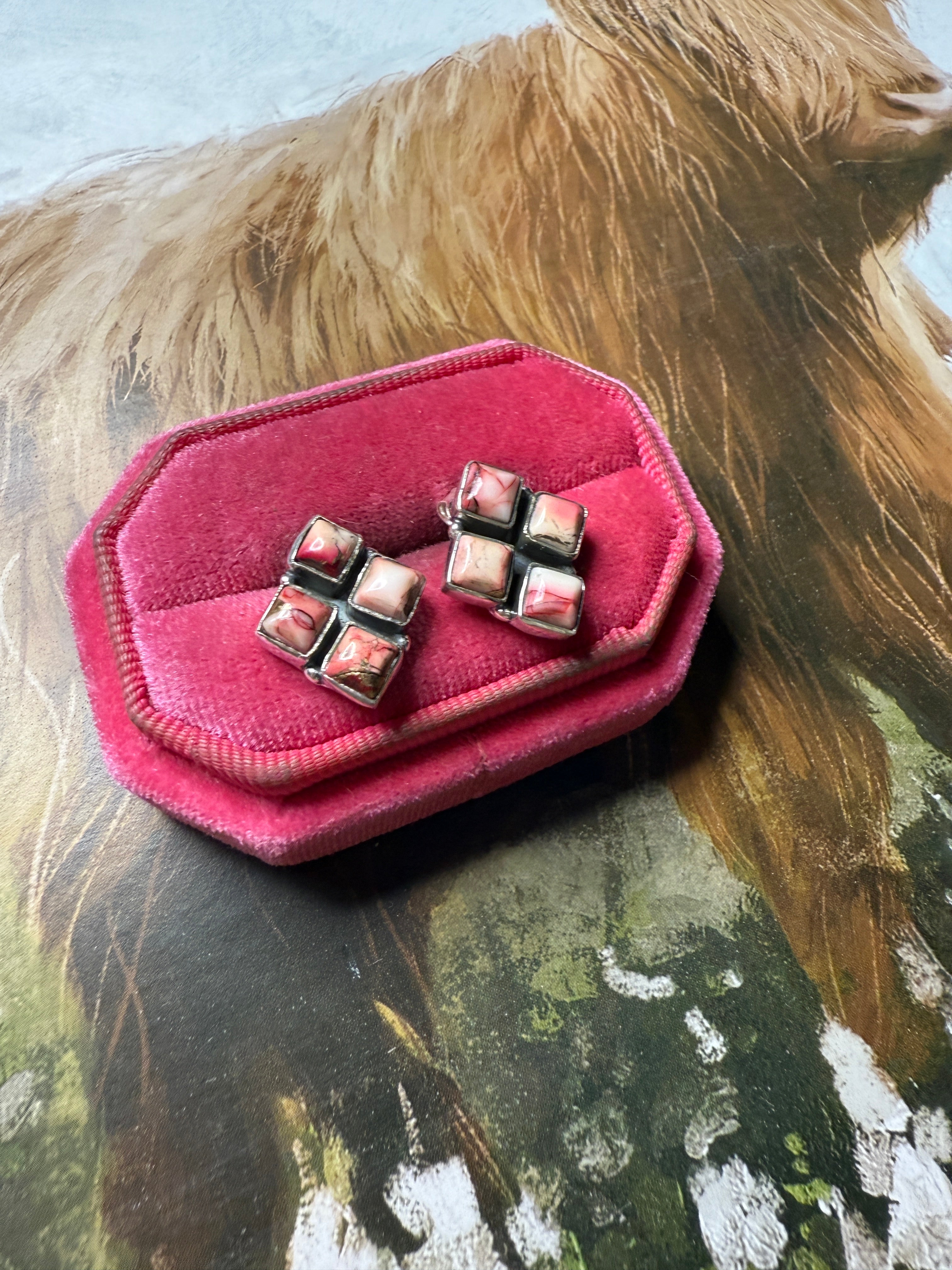 Dahlia Rose Sterling Silver 4 Stone Earrings Handmade