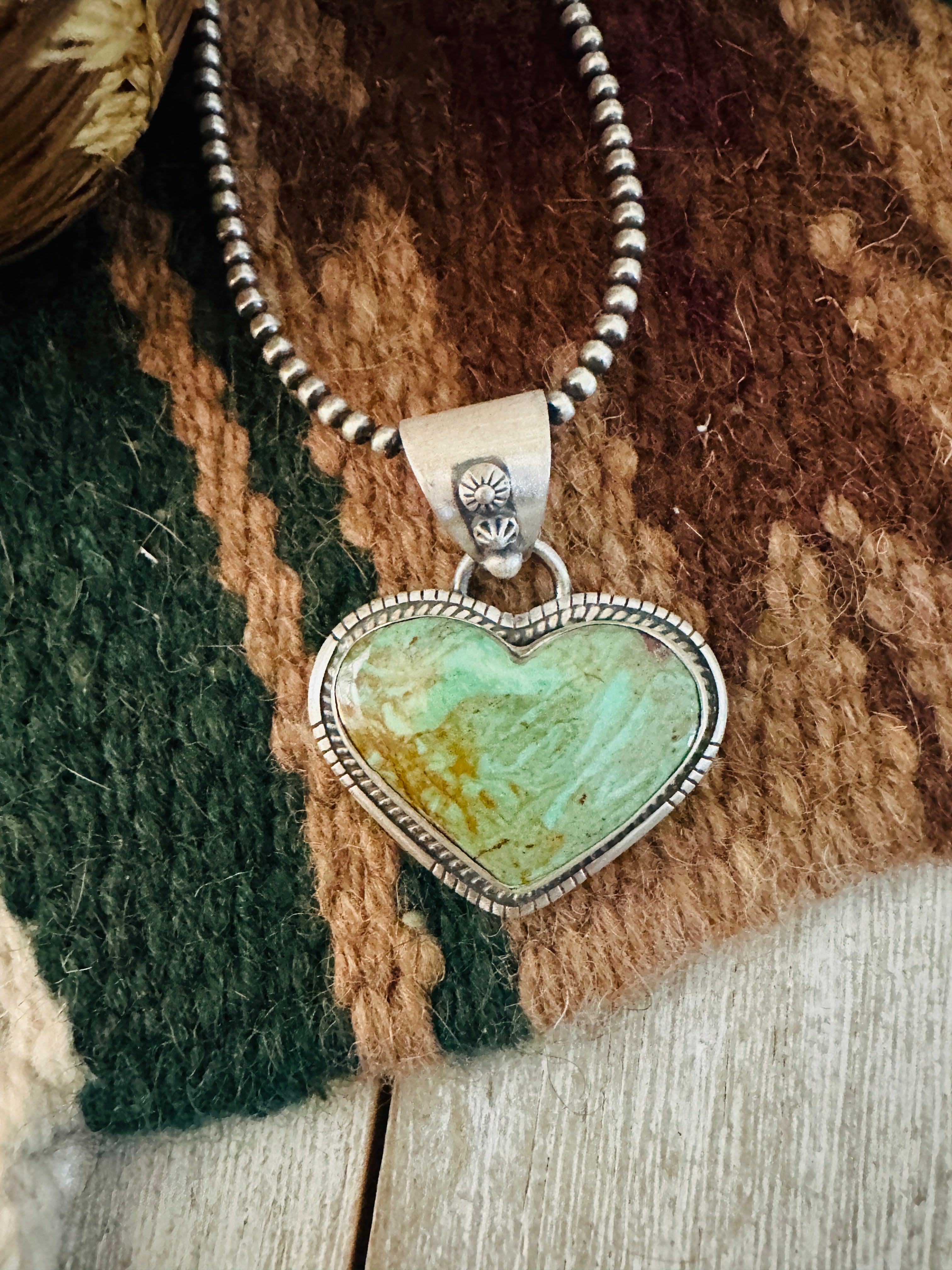 Handmade Turquoise & Sterling Silver Heart Pendant