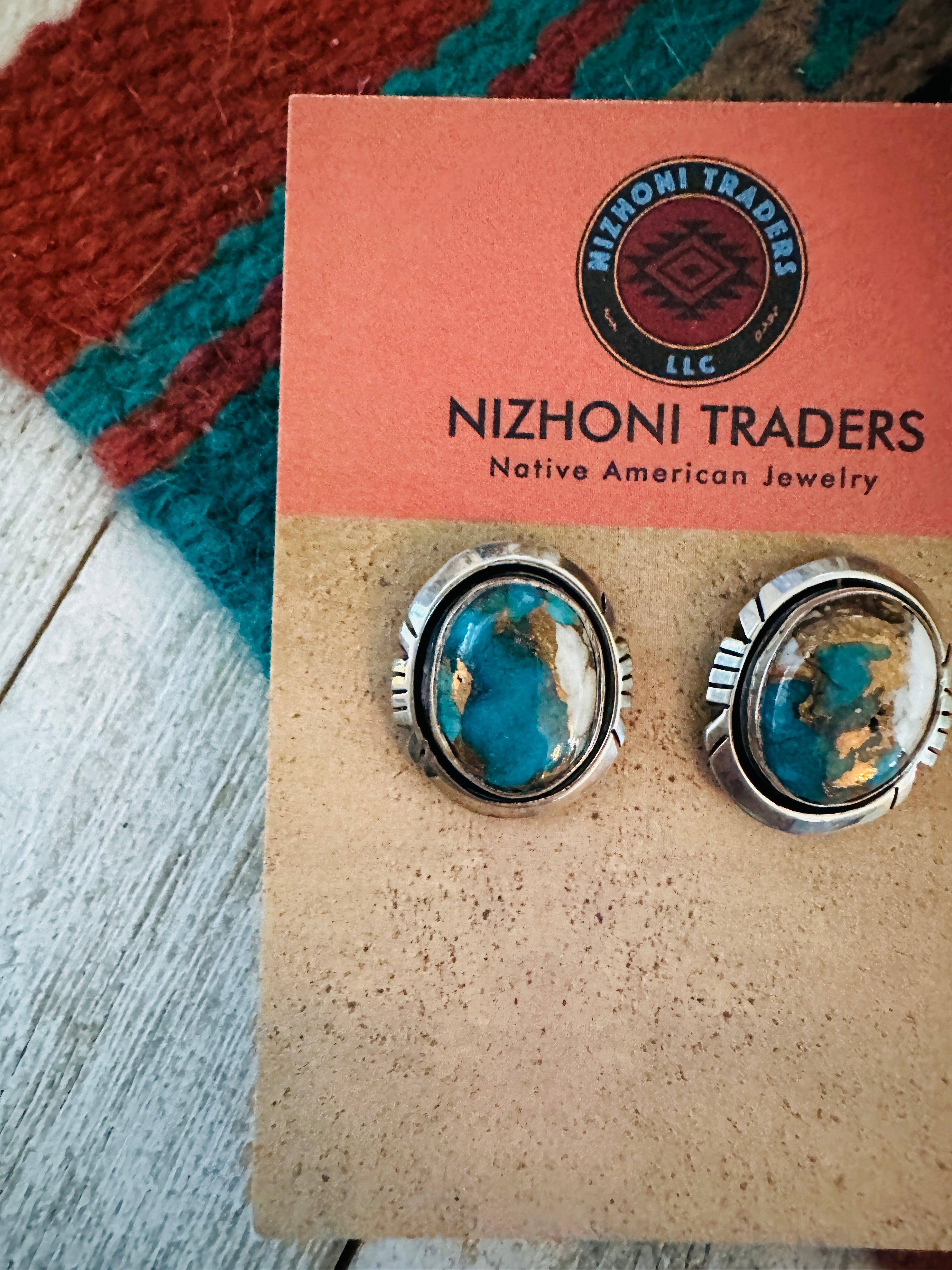 Navajo Spice & Sterling Silver Post Earrings