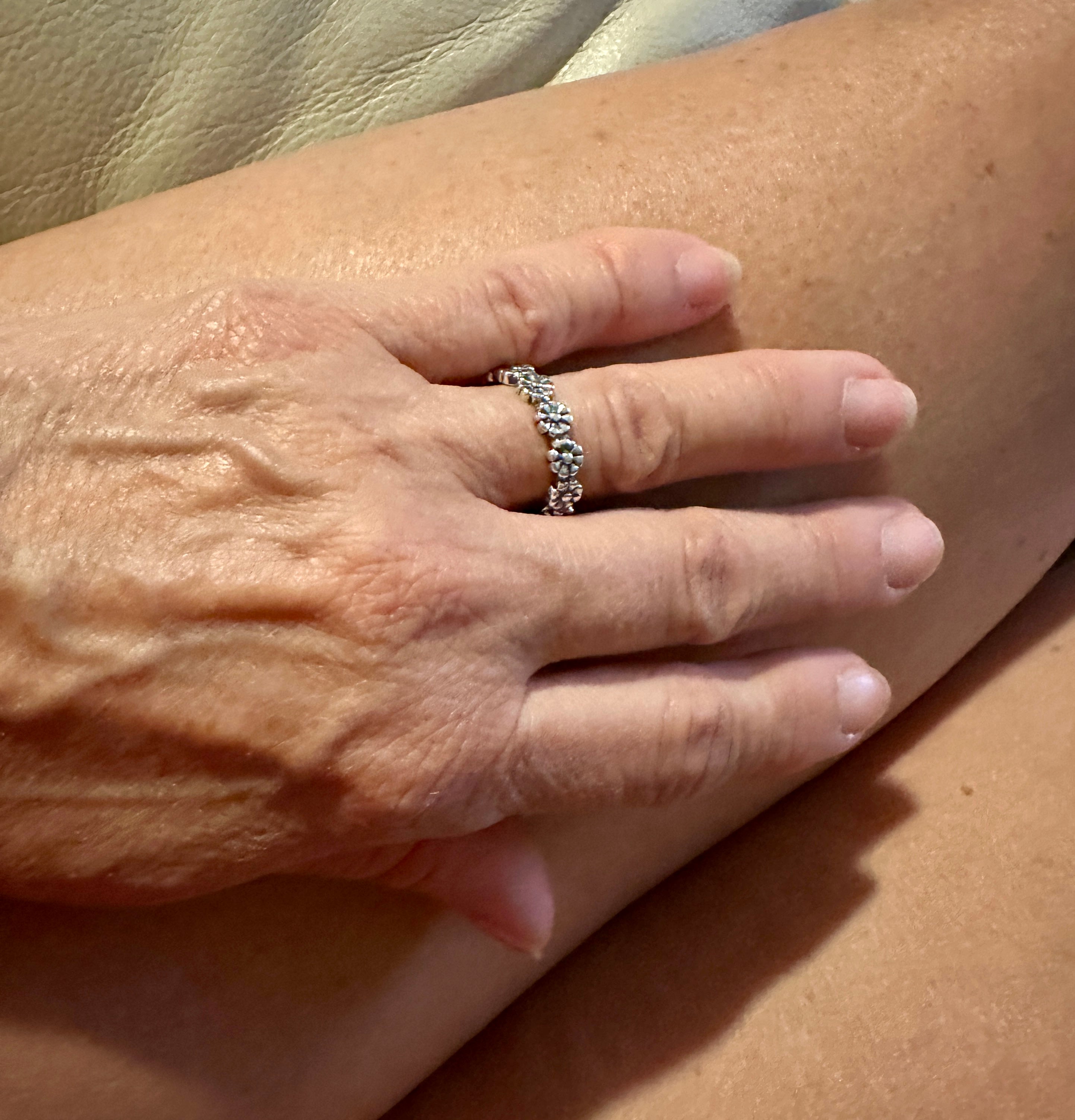 Daisies All Around Sterling Silver Ring 1/8”
