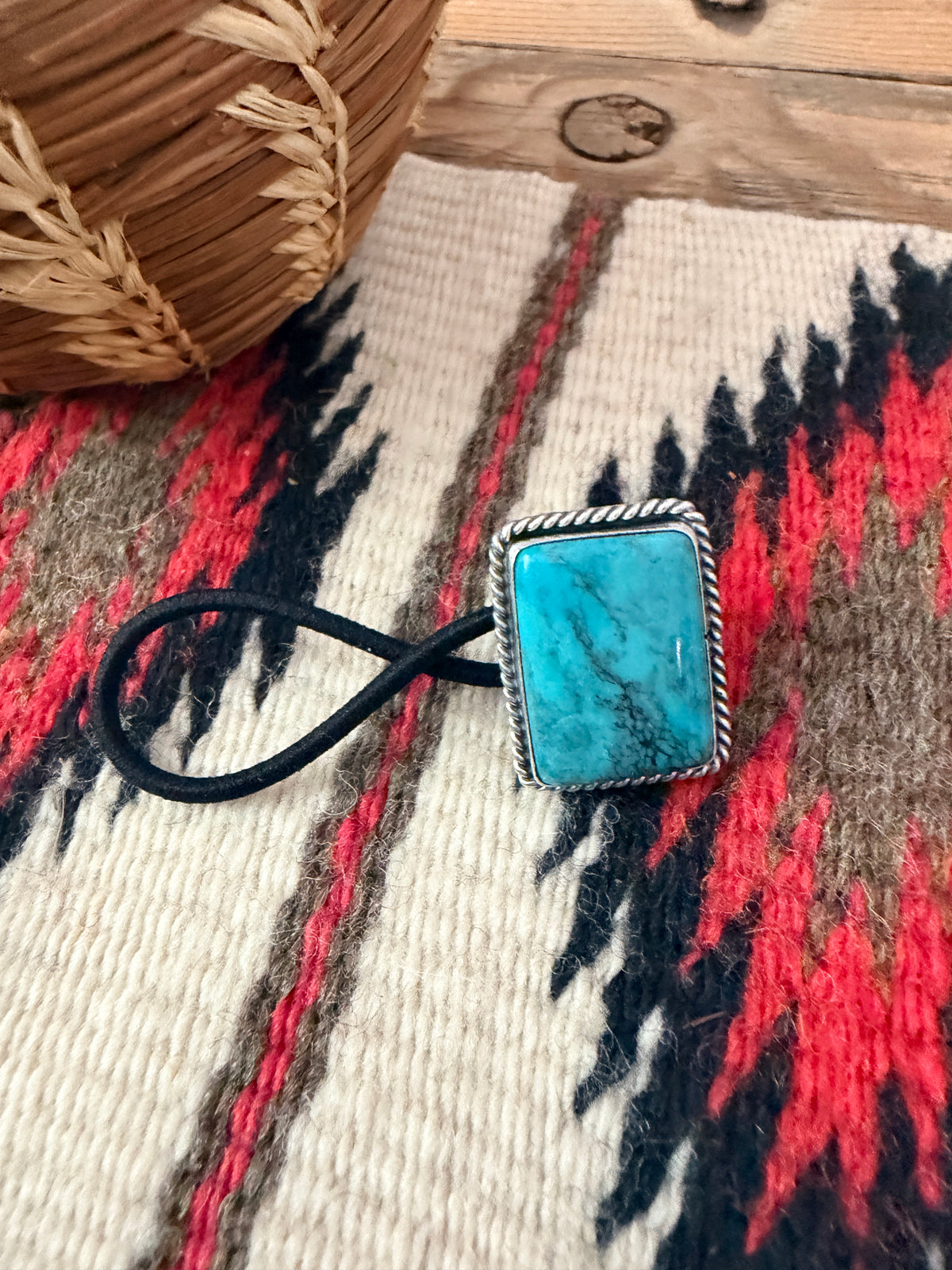 Handcrafted Turquoise & Sterling Silver Hair Tie Charm