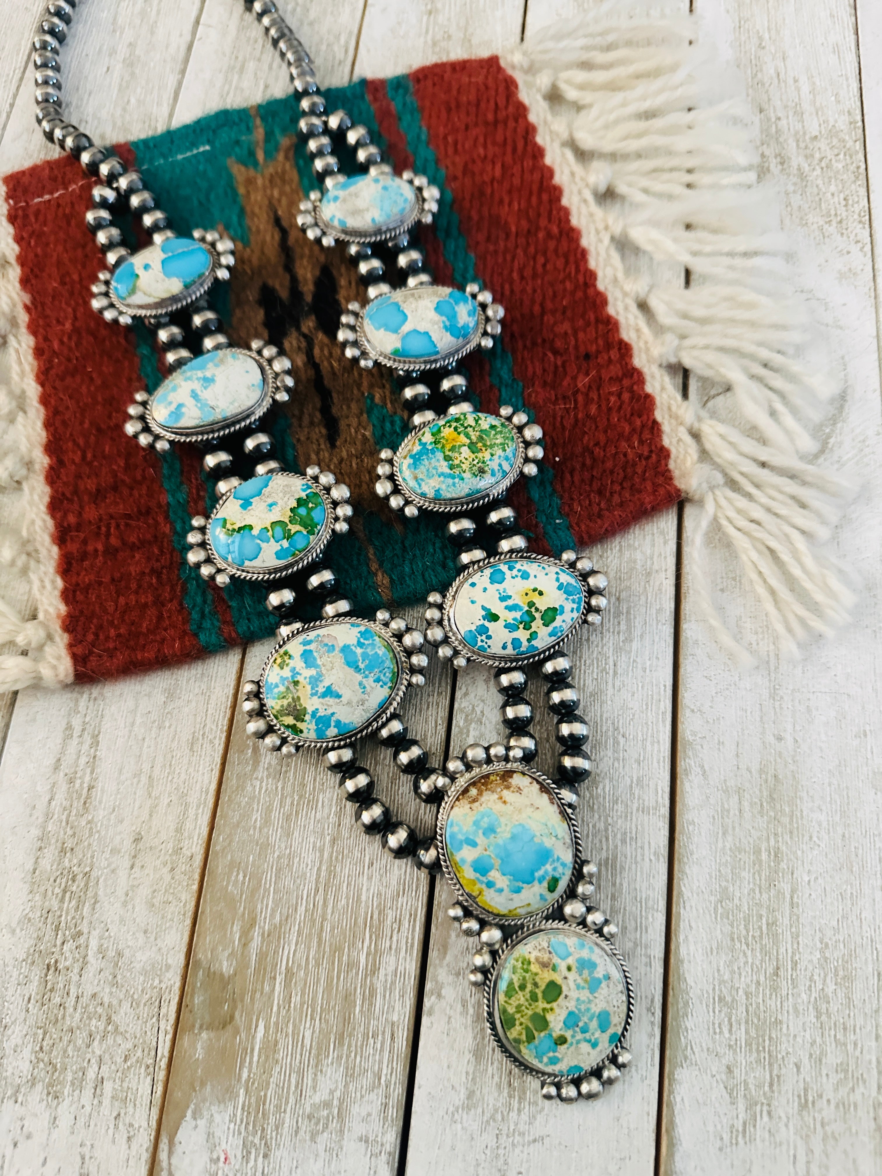 Navajo Sterling Silver & Sonoran Mountain Turquoise Necklace