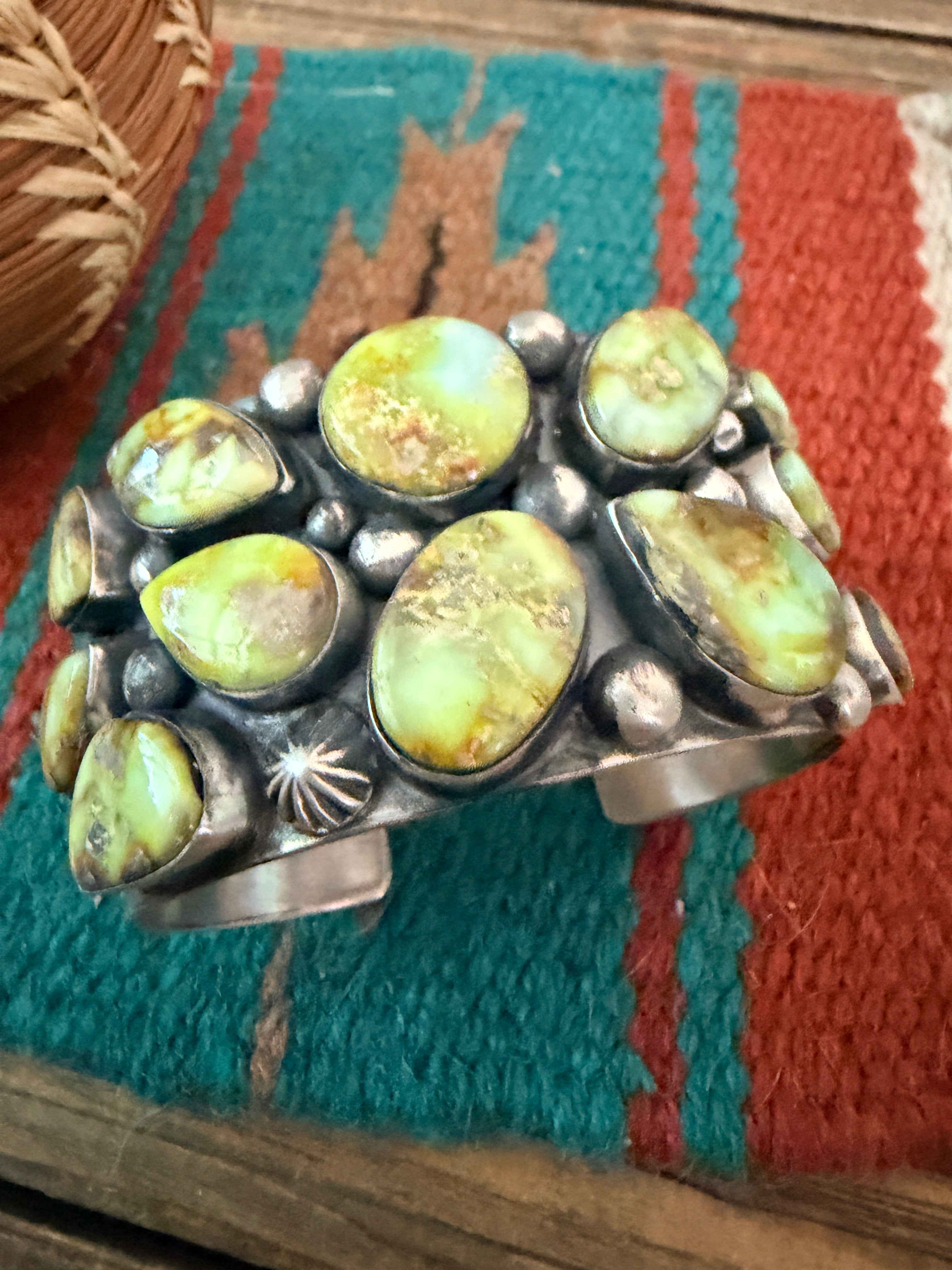 Handcrafted Palomino Turquoise & Sterling Silver Cuff Bracelet by Chimney Butte