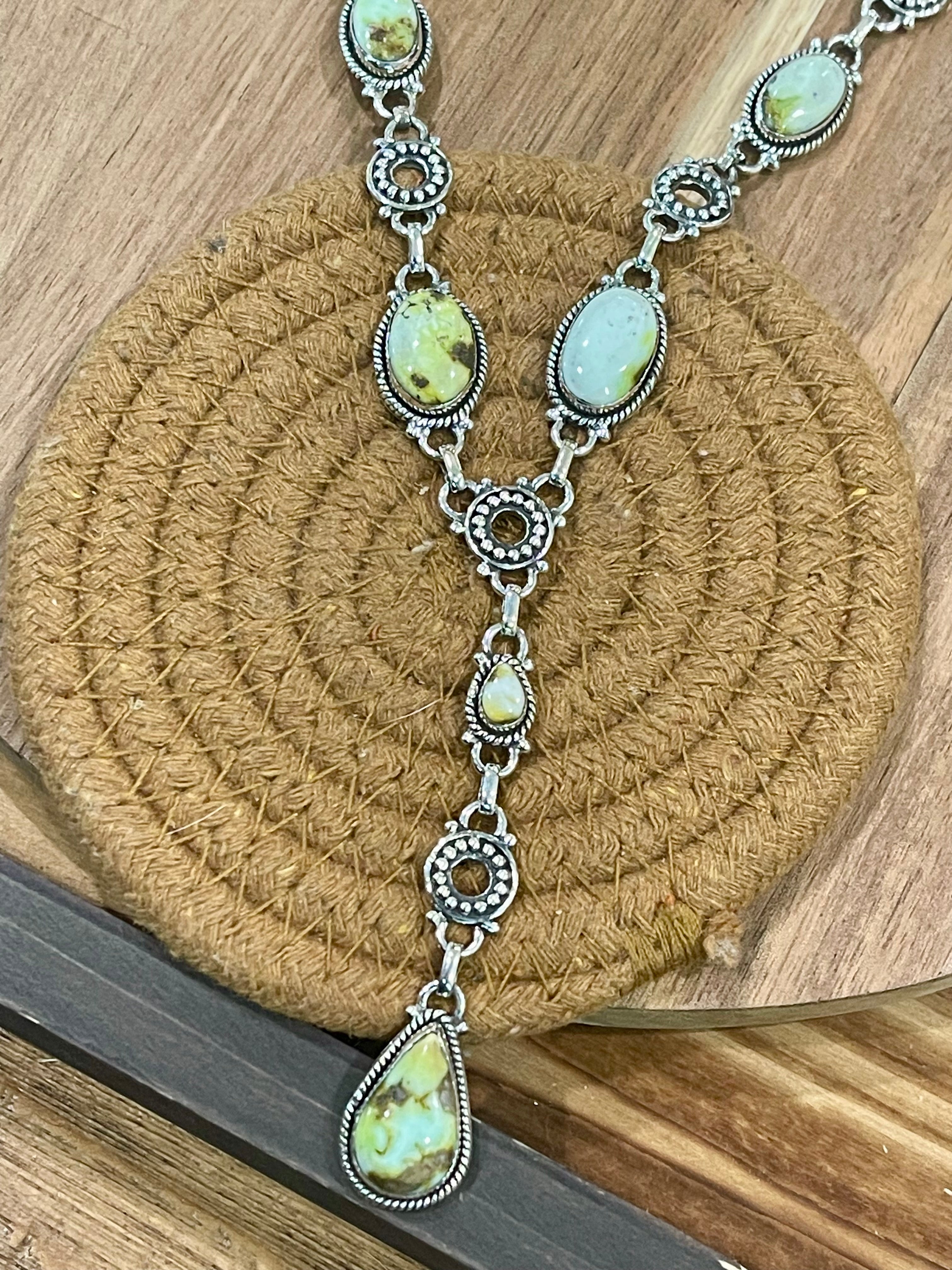 Handmade Sterling Silver & Palomino Lariat Necklace