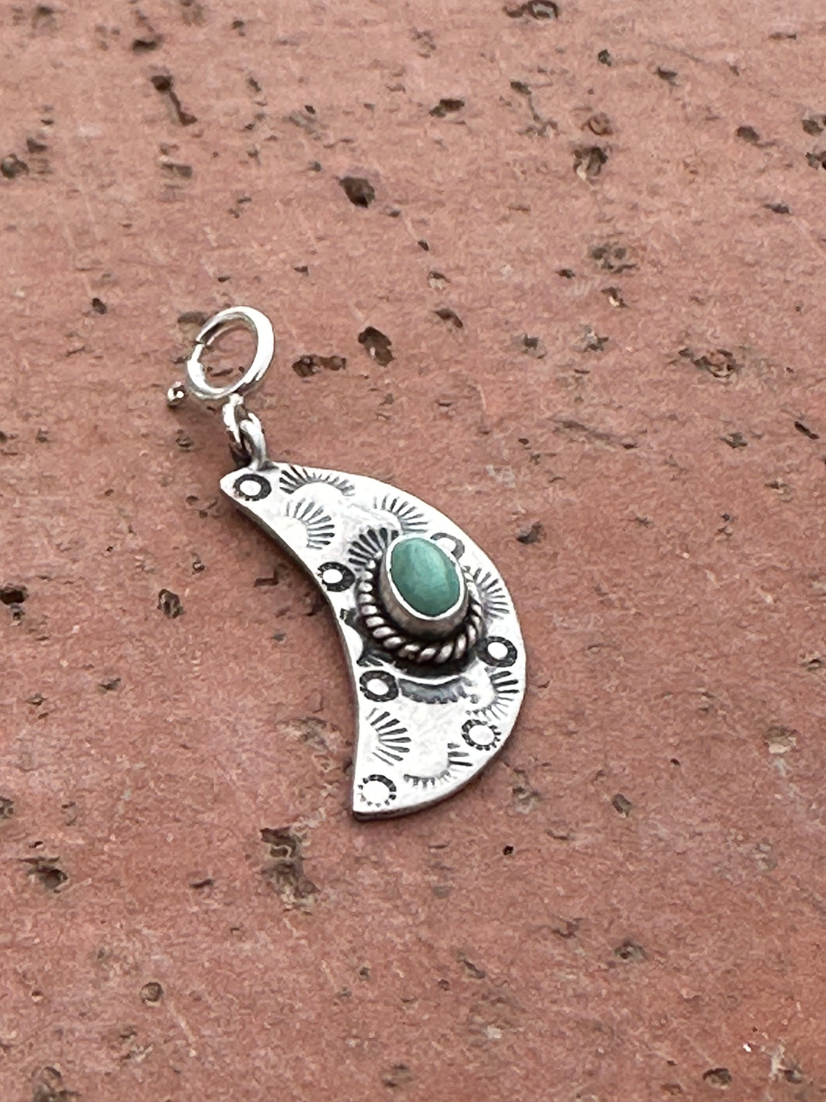 Sterling Silver Turquoise Moon Charm