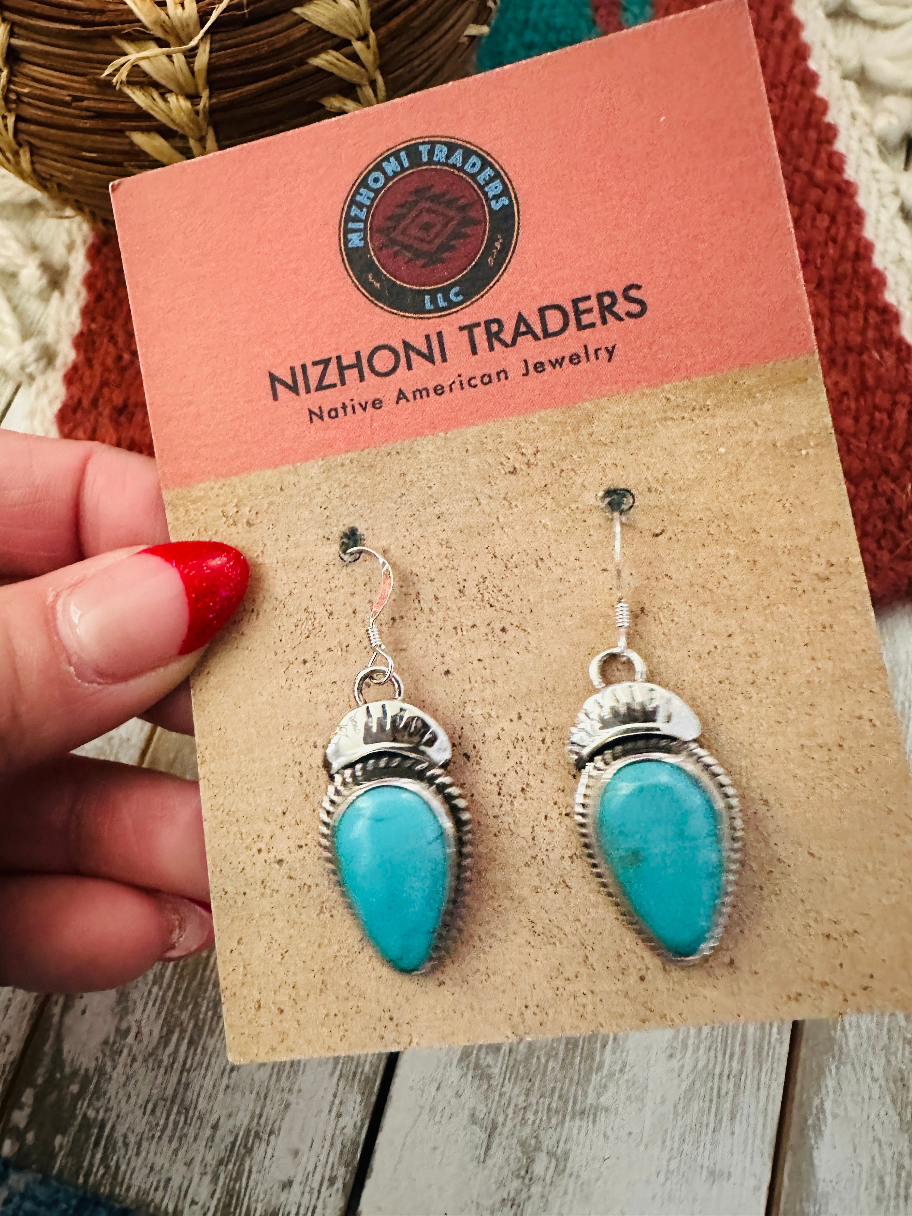 Handcrafted Turquoise & Sterling Silver Dangle Earrings