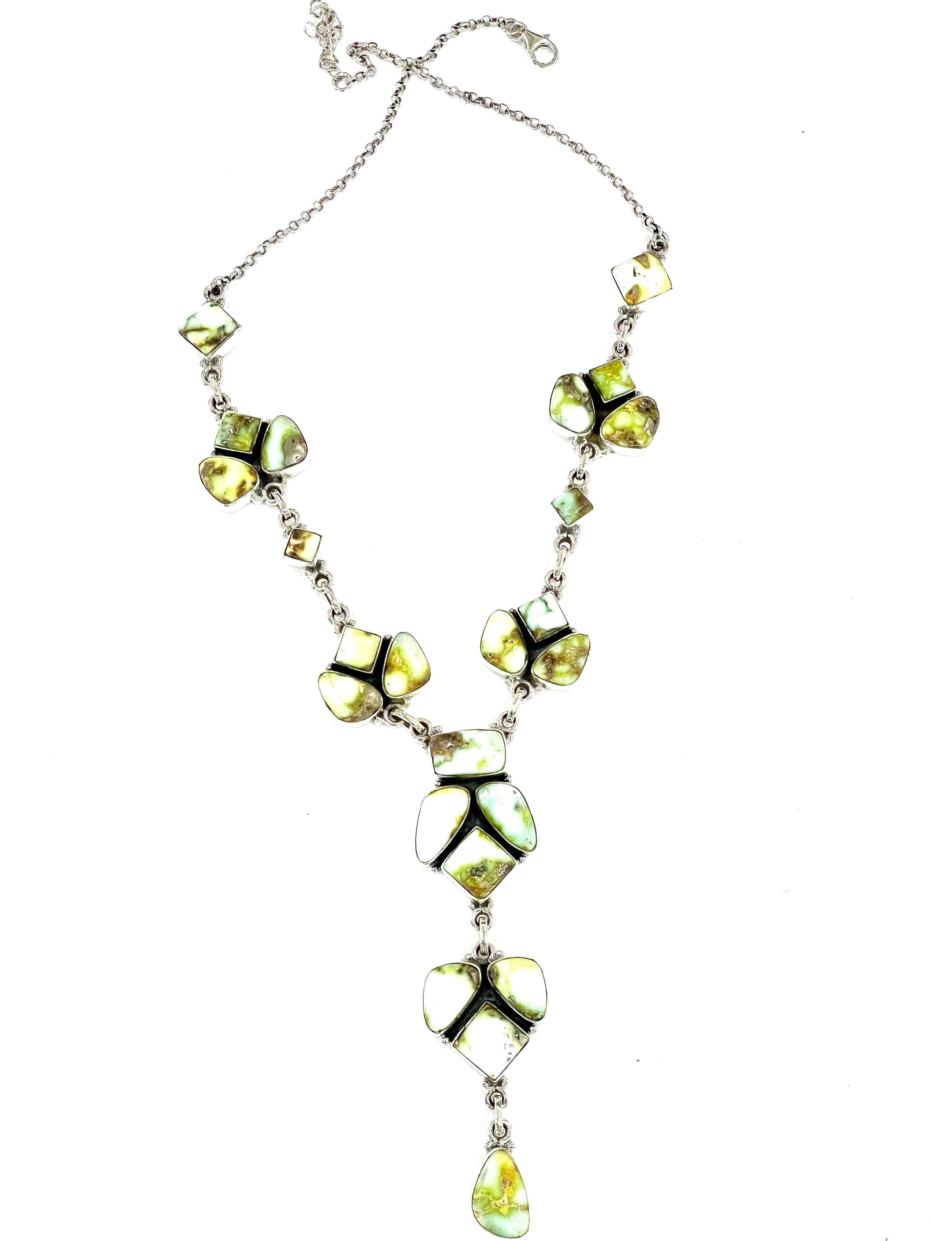 Handmade Sterling Silver & Palomino Cluster Necklace