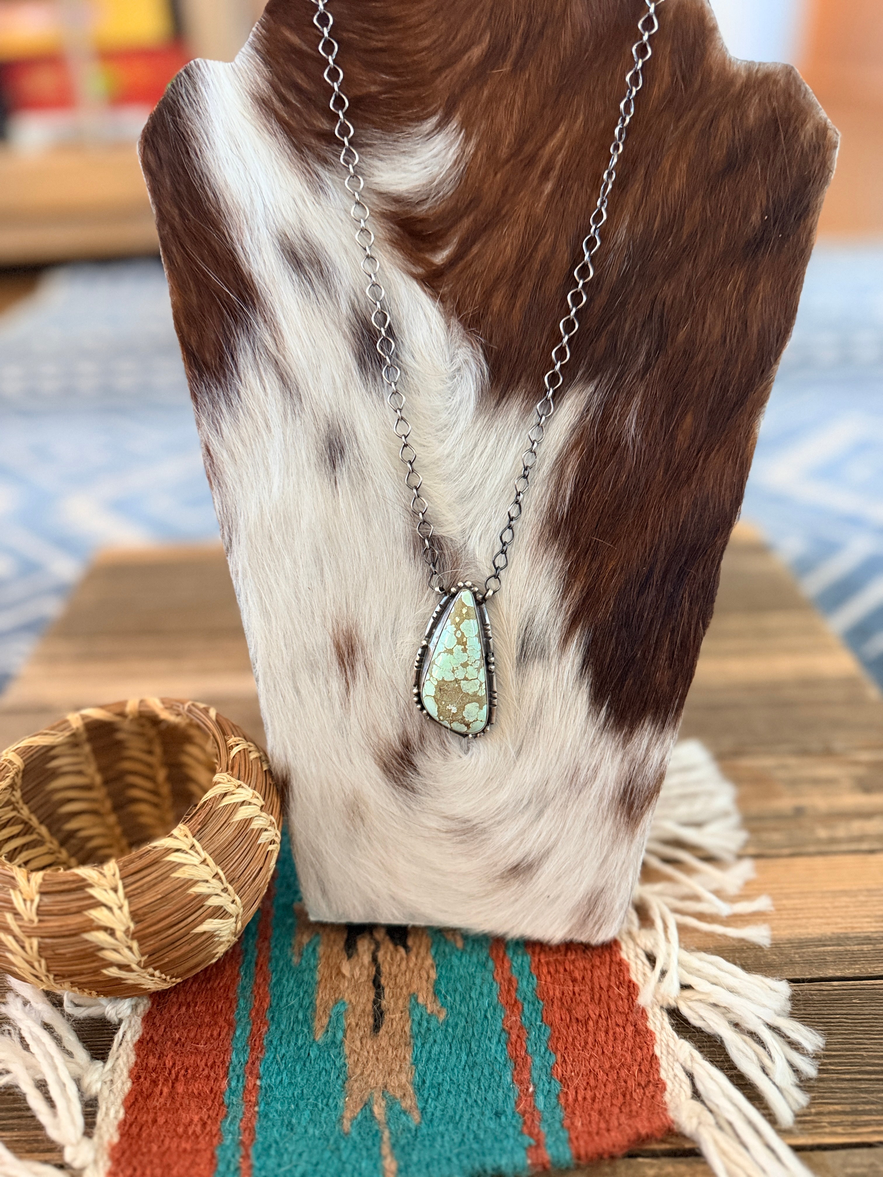 Handcrafted Number 8 Turquoise & Sterling Silver Necklace by Sheila Becenti