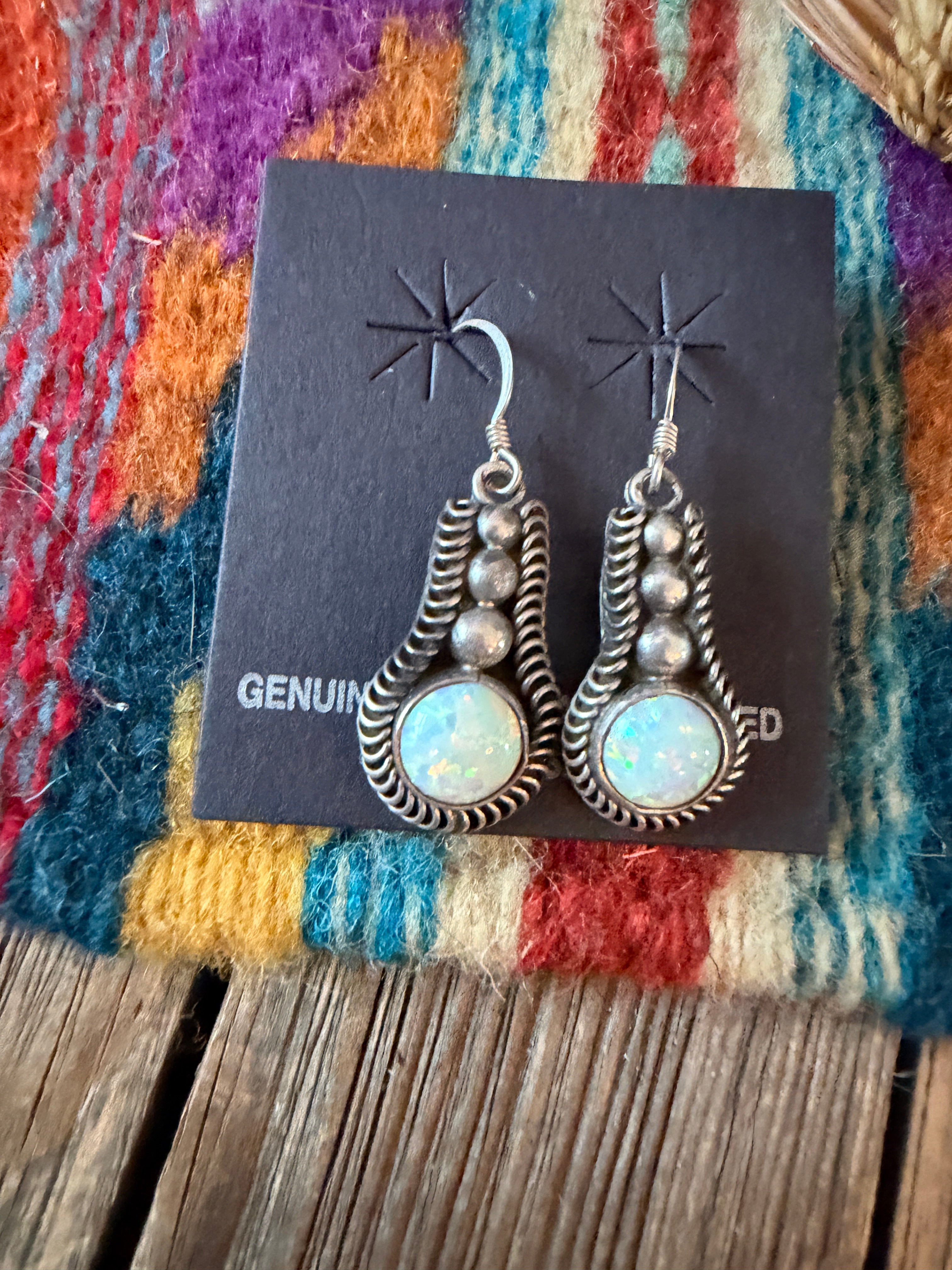 Handcrafted Opal & Sterling Silver Dangle Earrings