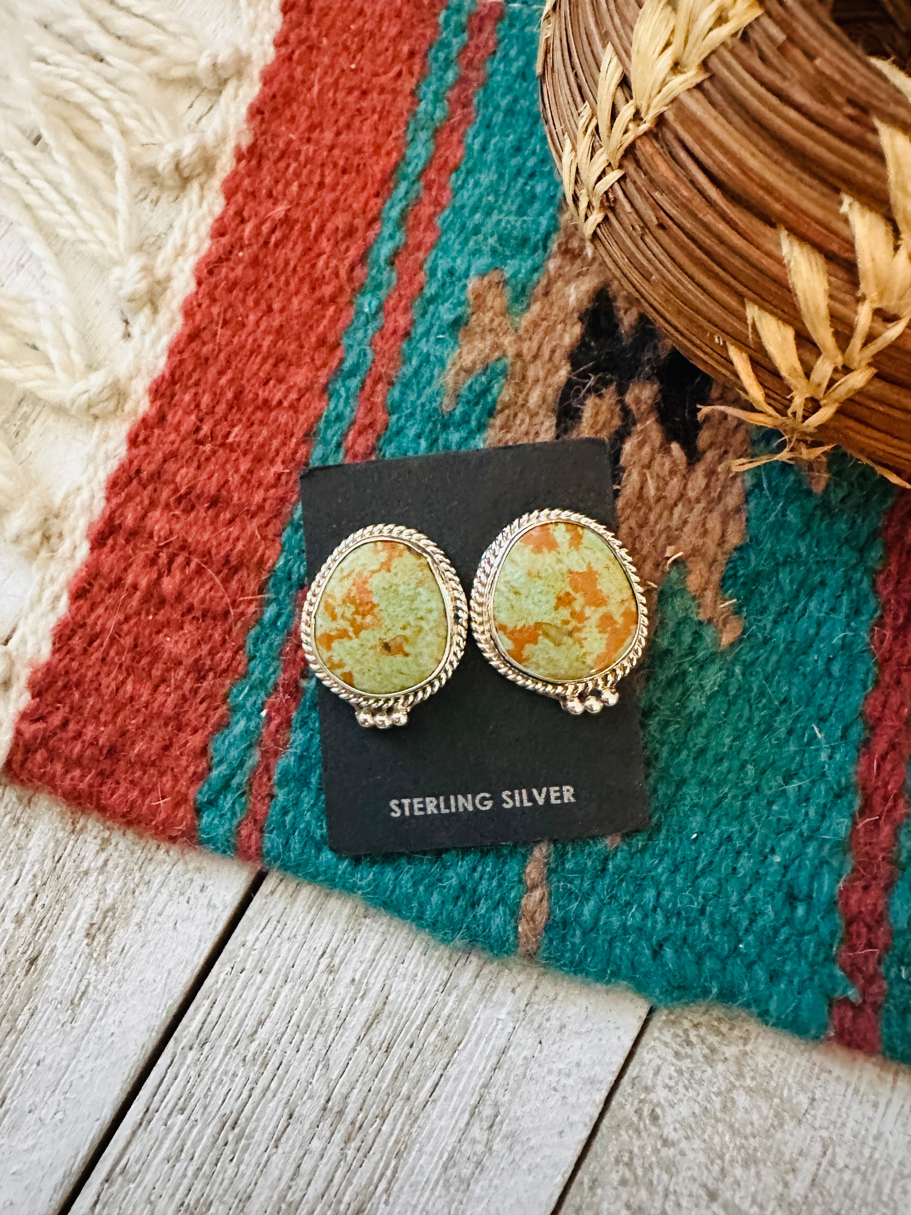 Navajo Turquoise & Sterling Silver Post Earrings