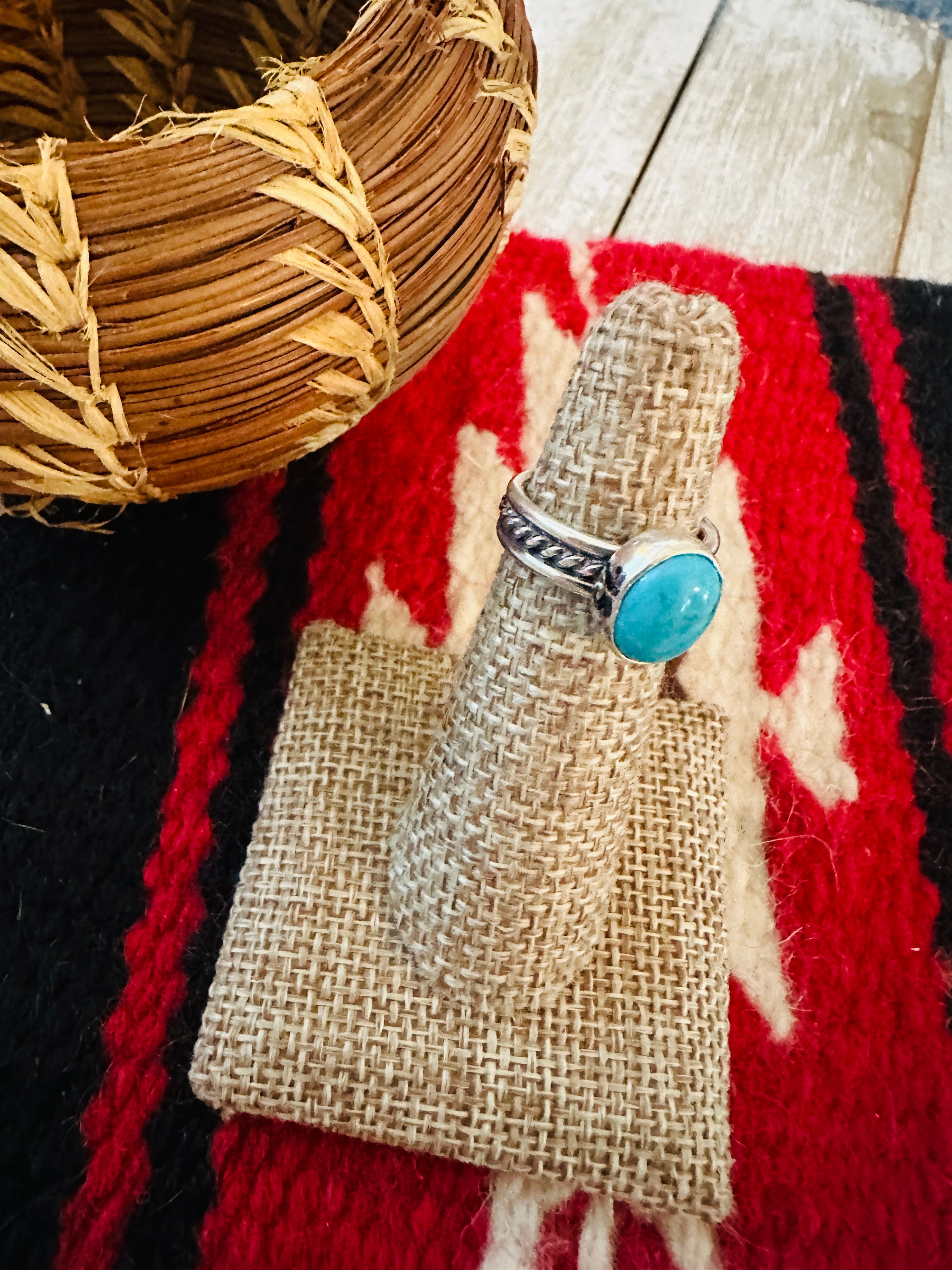 Navajo Turquoise & Sterling Silver Ring Size 4.5