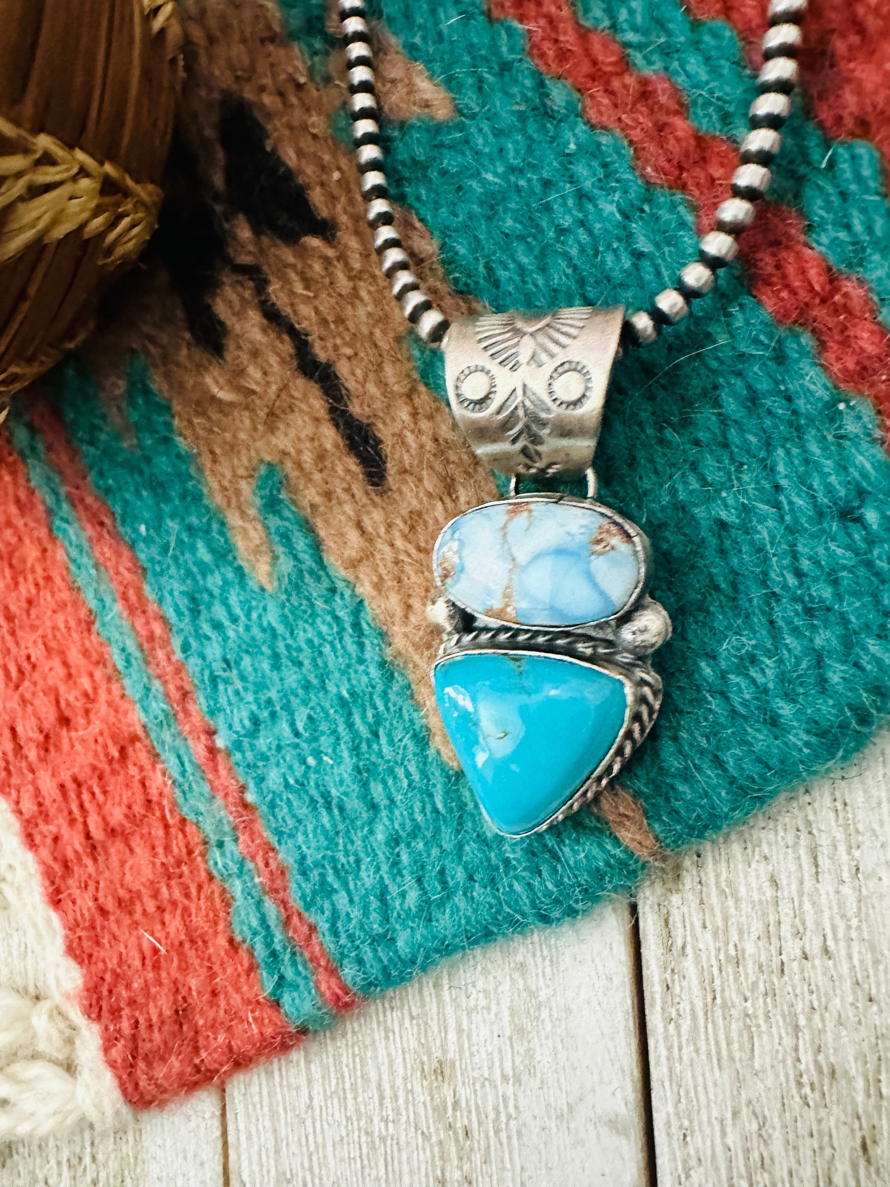 Handcrafted Sterling Silver & Multi Turquoise Pendant