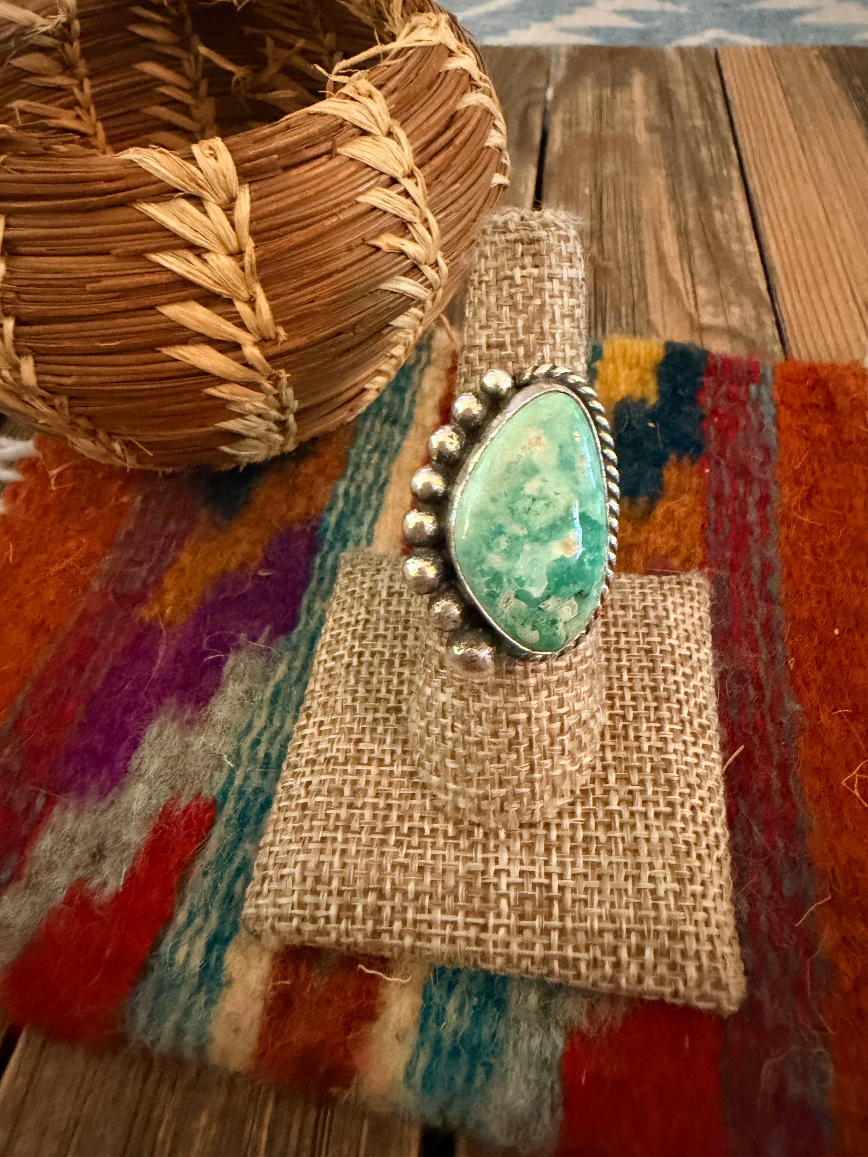Handmade Sterling Silver and Turquoise Adjustable Ring